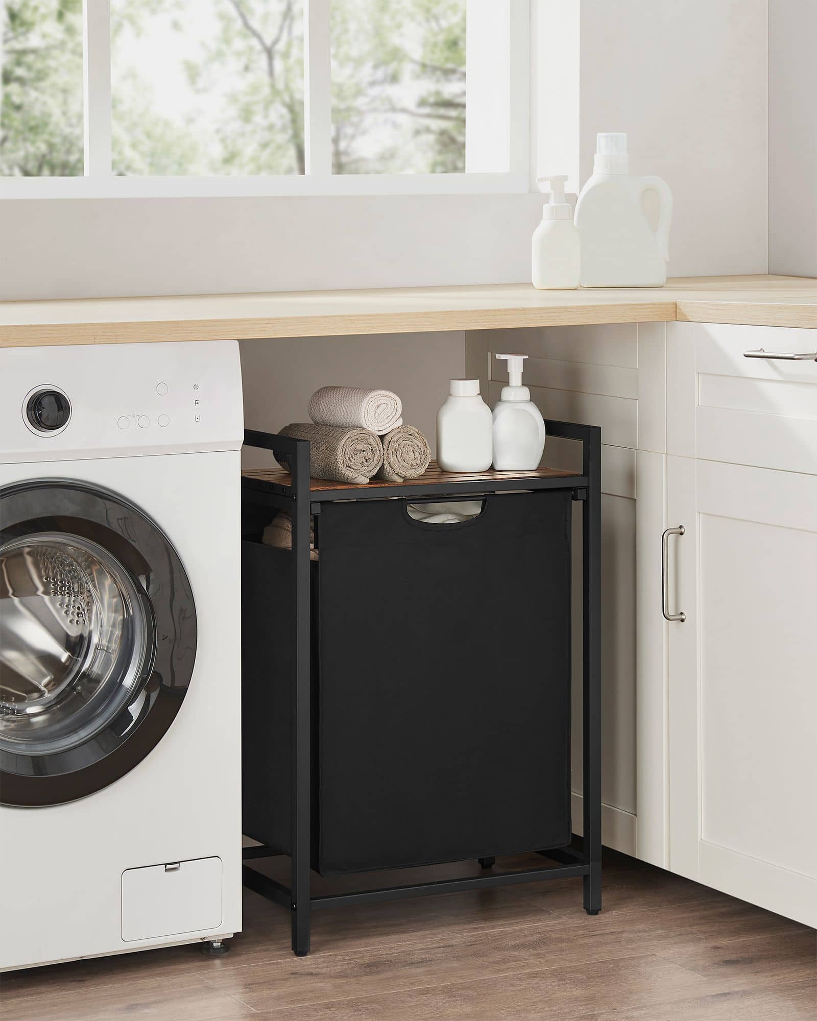 Wäschekorb, Wäschesammler mit Ablage, Wäschesack