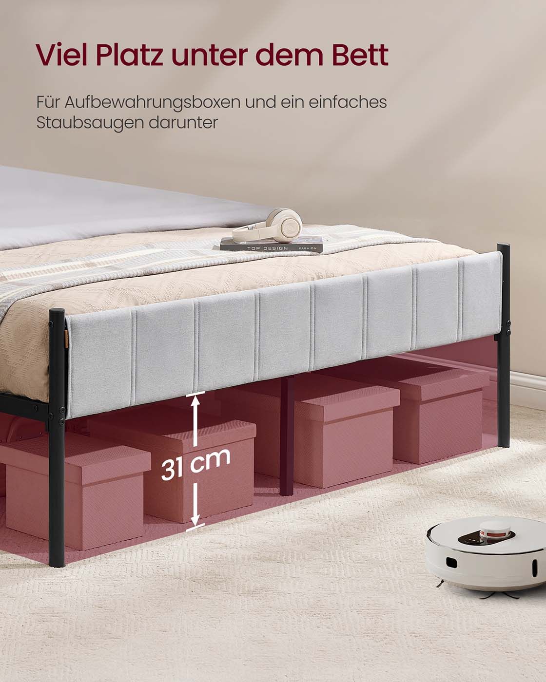 Doppelbettgestell 160 x 200 cm mit Stahl-Latten taubengrau Doppelbettgestell 160 x 200 cm mit Stahl-Latten taubengrau