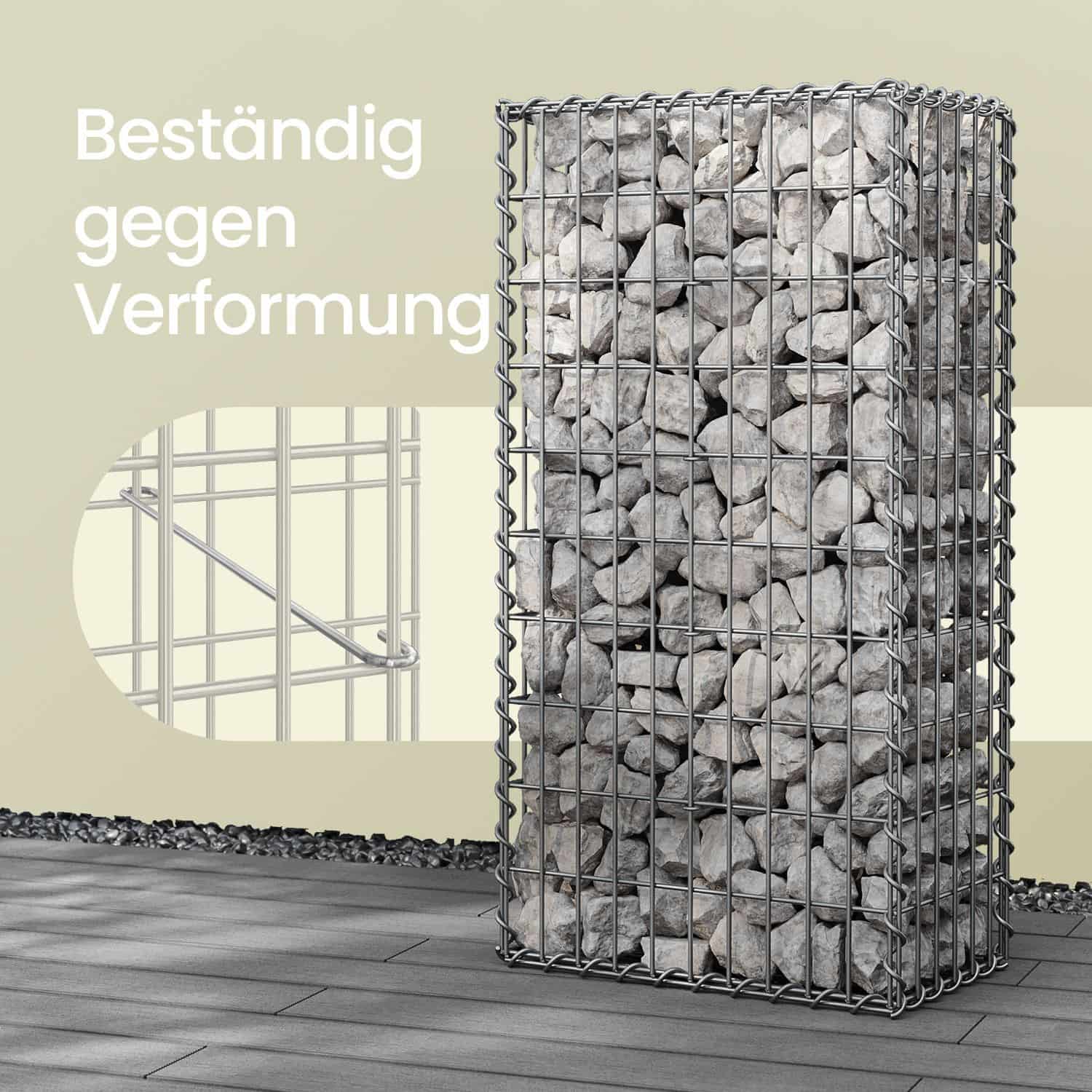 Gabionenkörbe mit 5 x 10 cm Maschenweite 3er Set silber