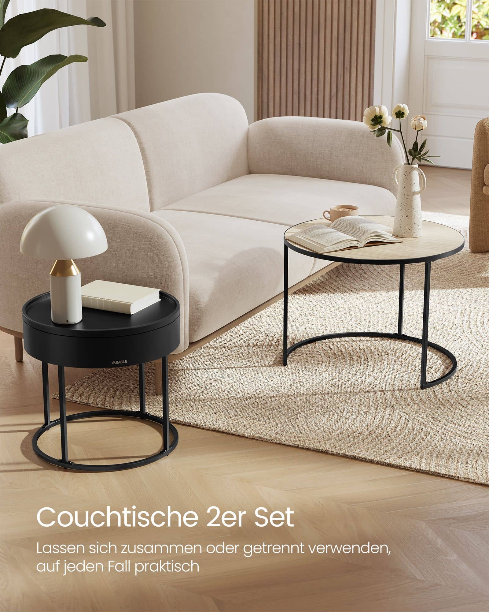 VASAGLE Couchtisch 2er-Set Naturbeige – Platzsparend & Modern VASAGLE Couchtisch 2er-Set Naturbeige – Platzsparend & Modern