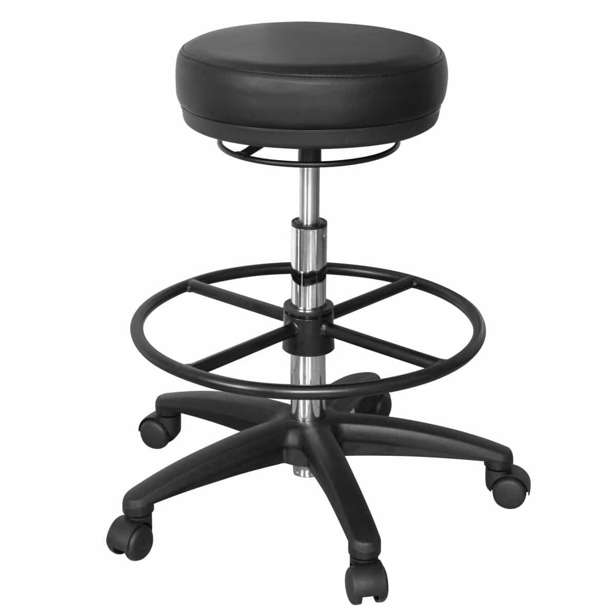 40180-AMSTYLE-Arbeitshocker-Roland-drehbar-SitzflaeKLMNpwteDYPmS Arbeitshocker ROLAND Schwarz Rund Sitzhocker Rollen gebremst Arbeitsstuhl 120KG Hocker höhenverstellbar