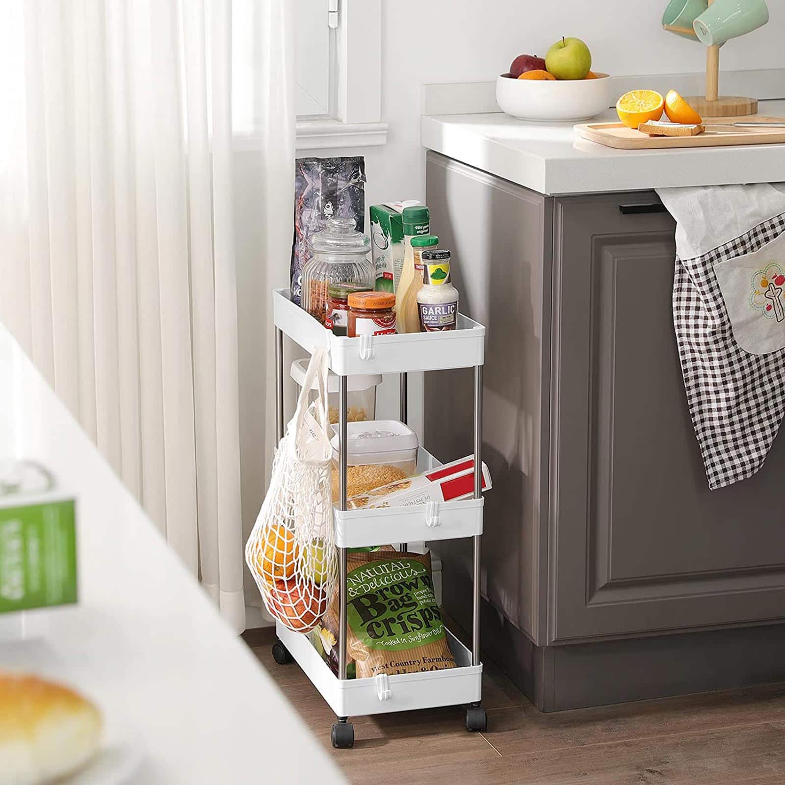 Küchenwagen mit 3 Ebenen Weiß-KSC009W01