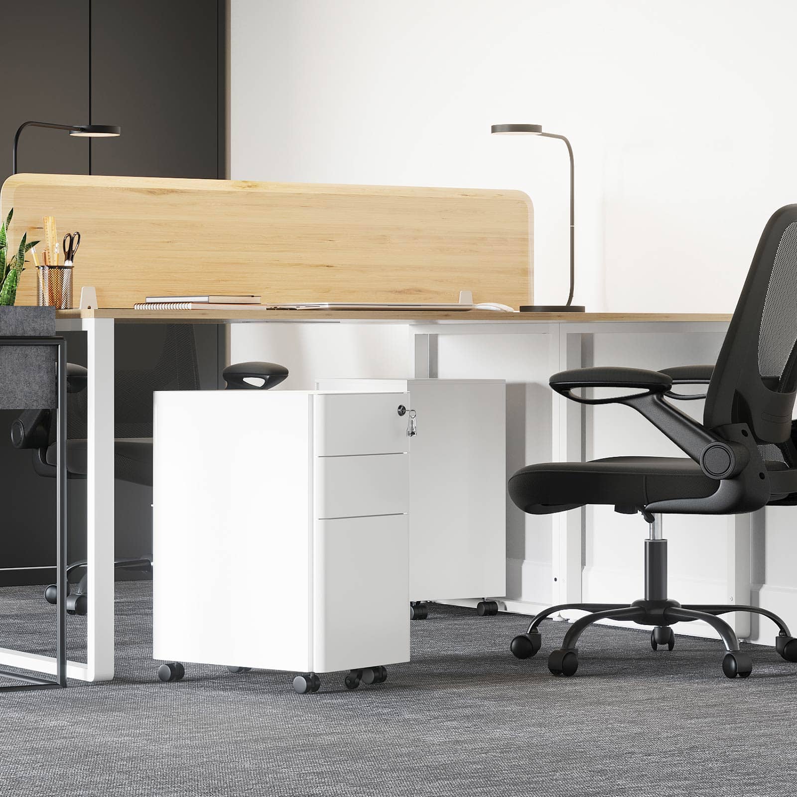 Büroschrank mit Rollen und Schloss-B34OFC030W01 Büroschrank mit Rollen und Schloss-B34OFC030W01