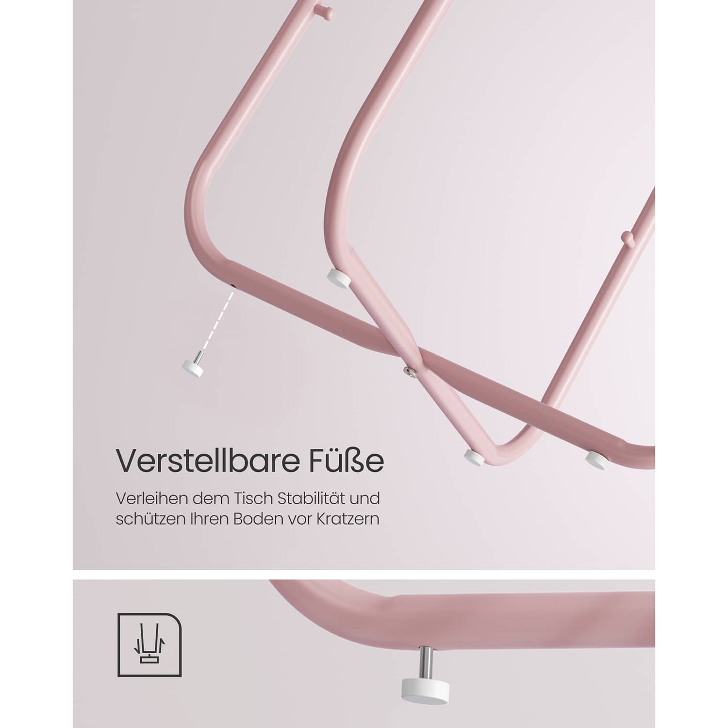 Runder Beistelltisch mit Korb aus Stoff pastellrosa-wolkenweiß Runder Beistelltisch mit Korb aus Stoff pastellrosa-wolkenweiß