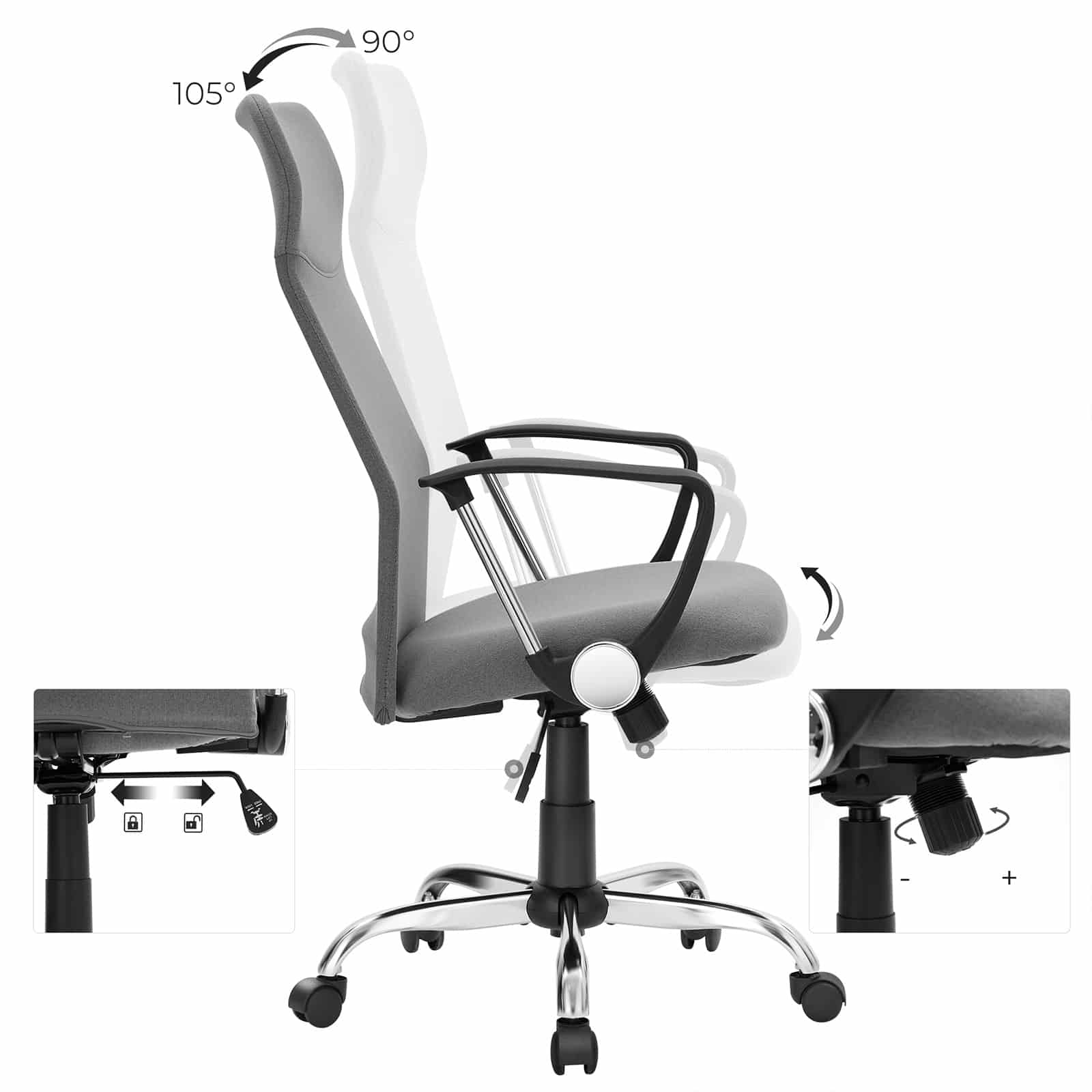 Ergonomischer Schreibtischstuhl grau-B34OBN034G01 Ergonomischer Schreibtischstuhl grau-B34OBN034G01