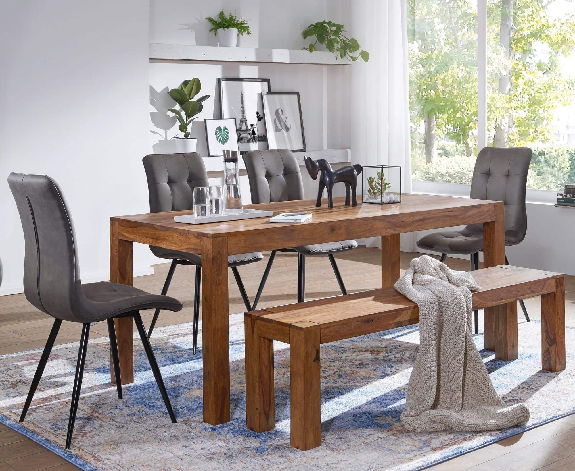 Esszimmer Sitzbank MUMBAI Massiv-Holz Sheesham 140 x 45 x 35 cm Holz-Bank Natur-Produkt Küchenbank im Landhaus-Stil Esszimmer Sitzbank MUMBAI Massiv-Holz Sheesham 140 x 45 x 35 cm Holz-Bank Natur-Produkt Küchenbank im Landhaus-Stil