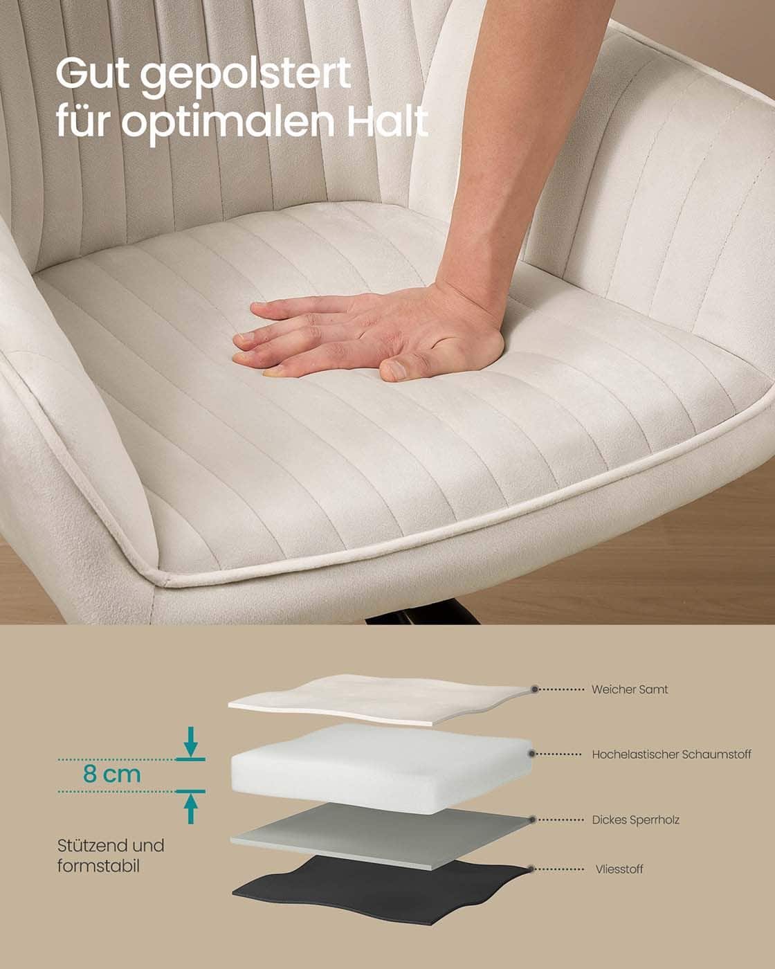 Esszimmerstuhl mit Armlehnen Cremeweiß