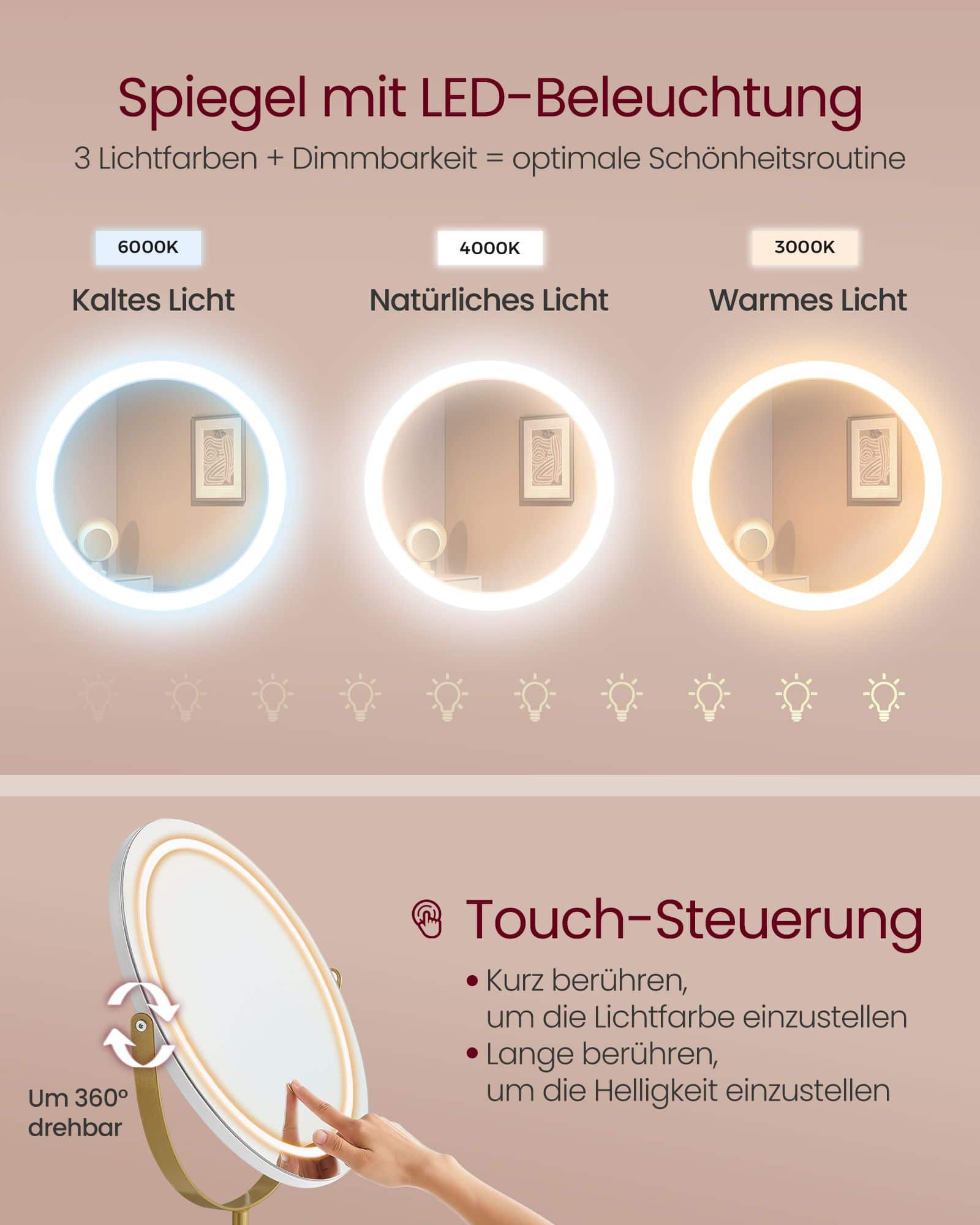 Schminktisch mit Hocker und Beleuchtung 40 x 100 x 134,8 cm Schminktisch mit Hocker und Beleuchtung 40 x 100 x 134,8 cm