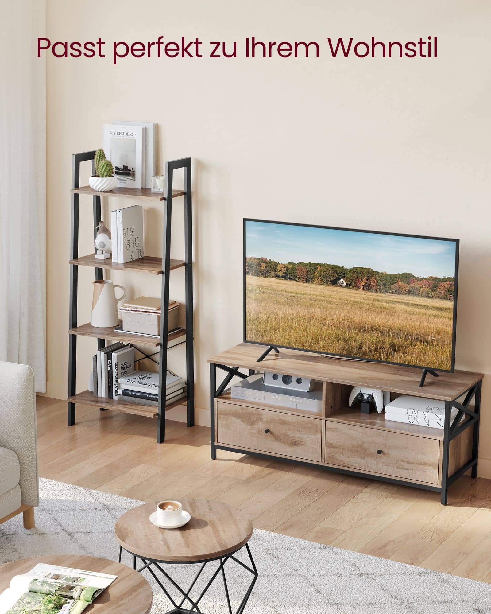 TV-Schrank 120 cm lang mit 2 Schubladen und 2 offenen Fächern-LTV300B50 TV-Schrank 120 cm lang mit 2 Schubladen und 2 offenen Fächern-LTV300B50
