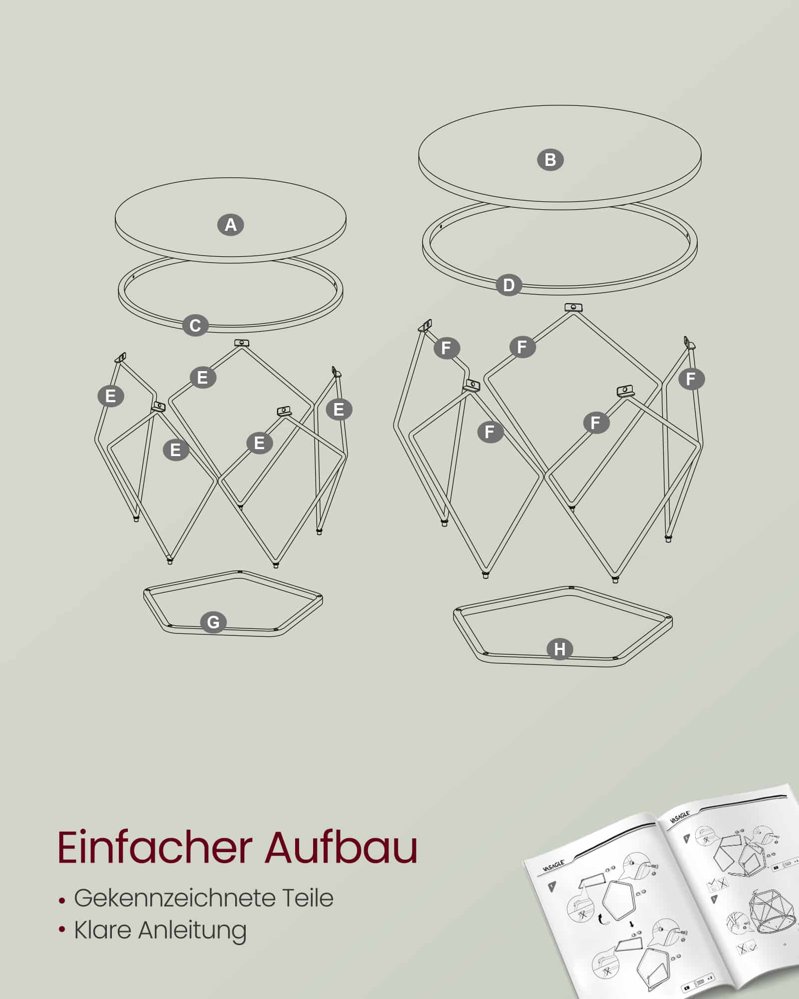 Couchtisch 2er Set mit abnehmbarer Tischplatte schneeweiß-wolkenweiß Couchtisch 2er Set mit abnehmbarer Tischplatte schneeweiß-wolkenweiß