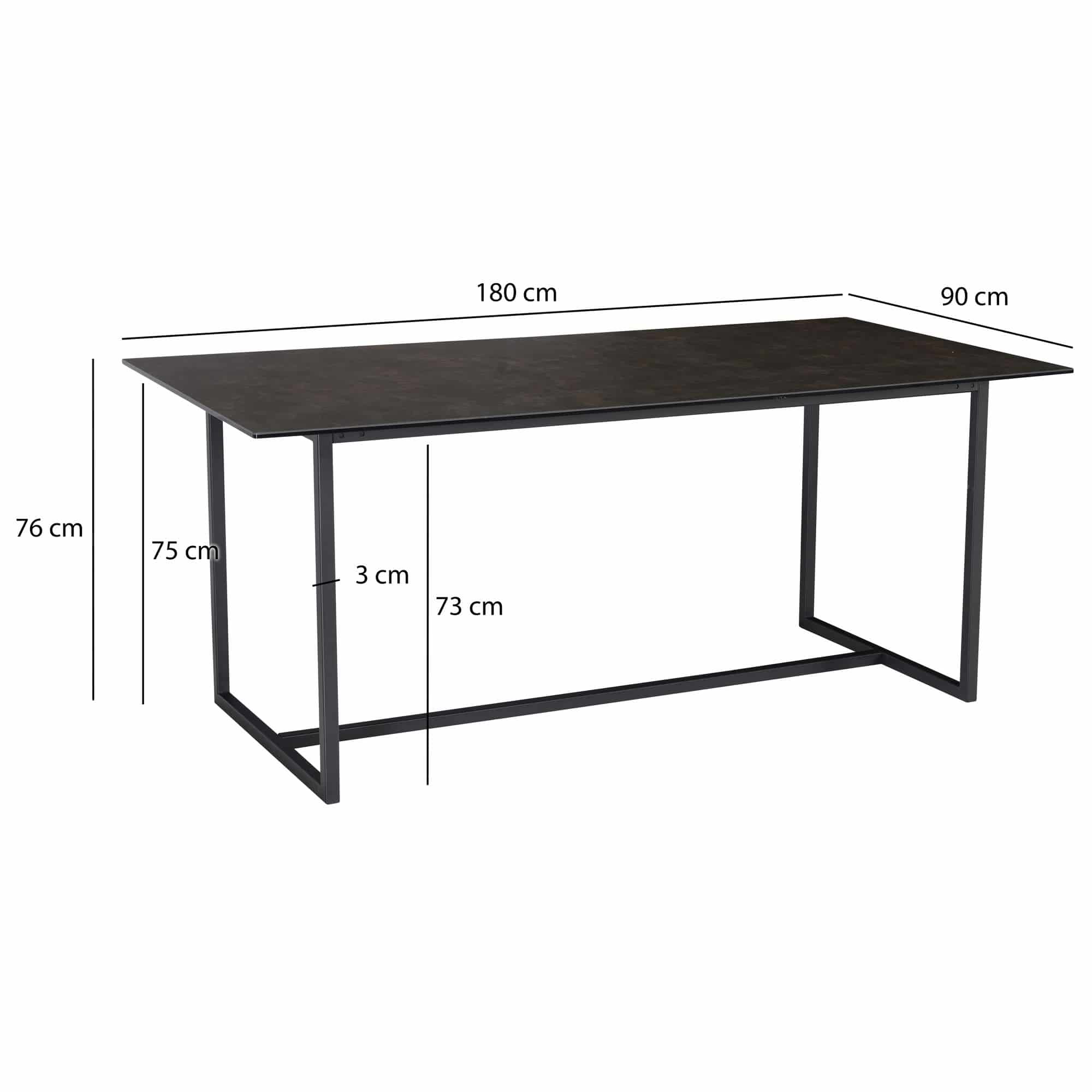 Esszimmertisch 180x90x76 cm Keramik Glas Esstisch Schwarz Esszimmertisch 180x90x76 cm Keramik Glas Esstisch Schwarz