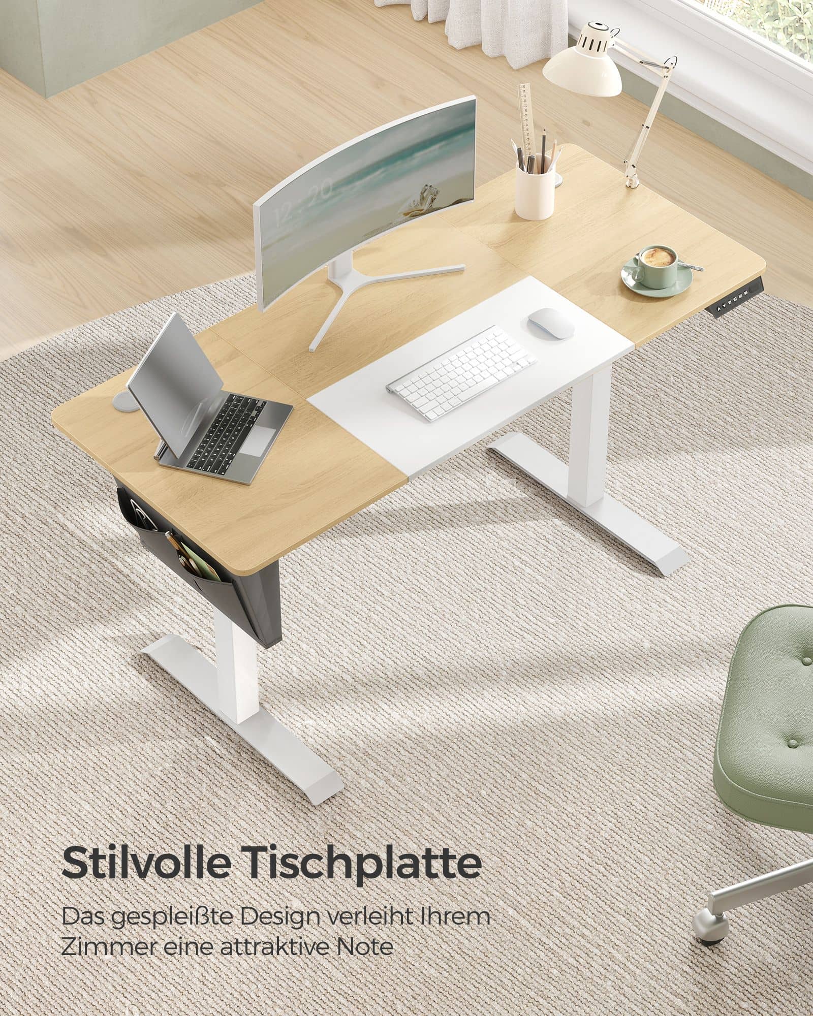 Höhenverstellbarer Schreibtisch elektrisch pastellgelb-basisweiß-B34LSD016N01 Höhenverstellbarer Schreibtisch elektrisch pastellgelb-basisweiß-B34LSD016N01