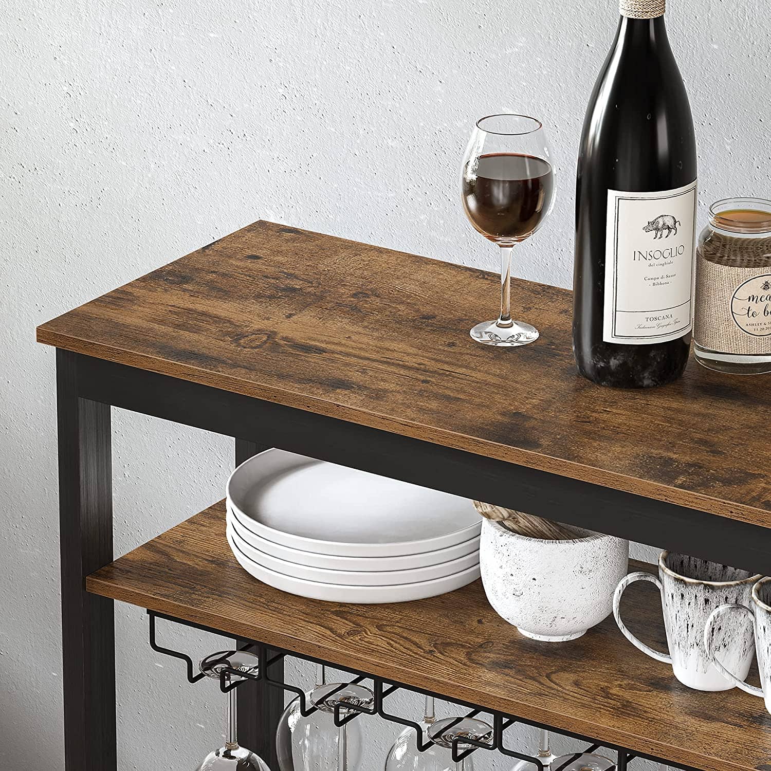 Industrie-Design Weinregal mit Glashaltern-KWR028B01 Industrie-Design Weinregal mit Glashaltern-KWR028B01