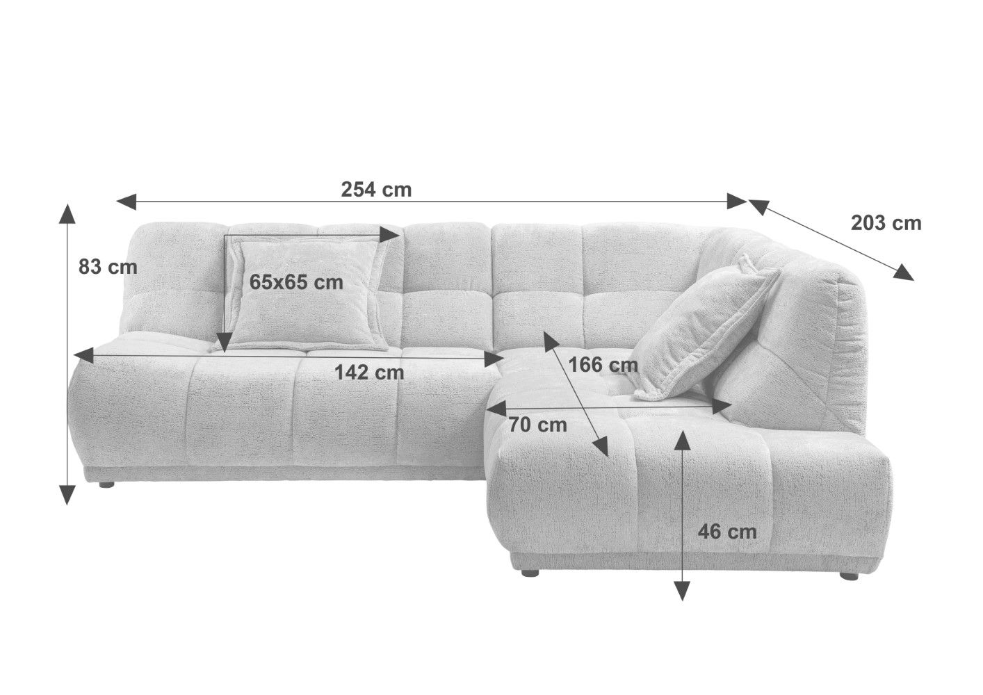 Sofa Italia von Benformato mit Ottomane und Wellenfederung