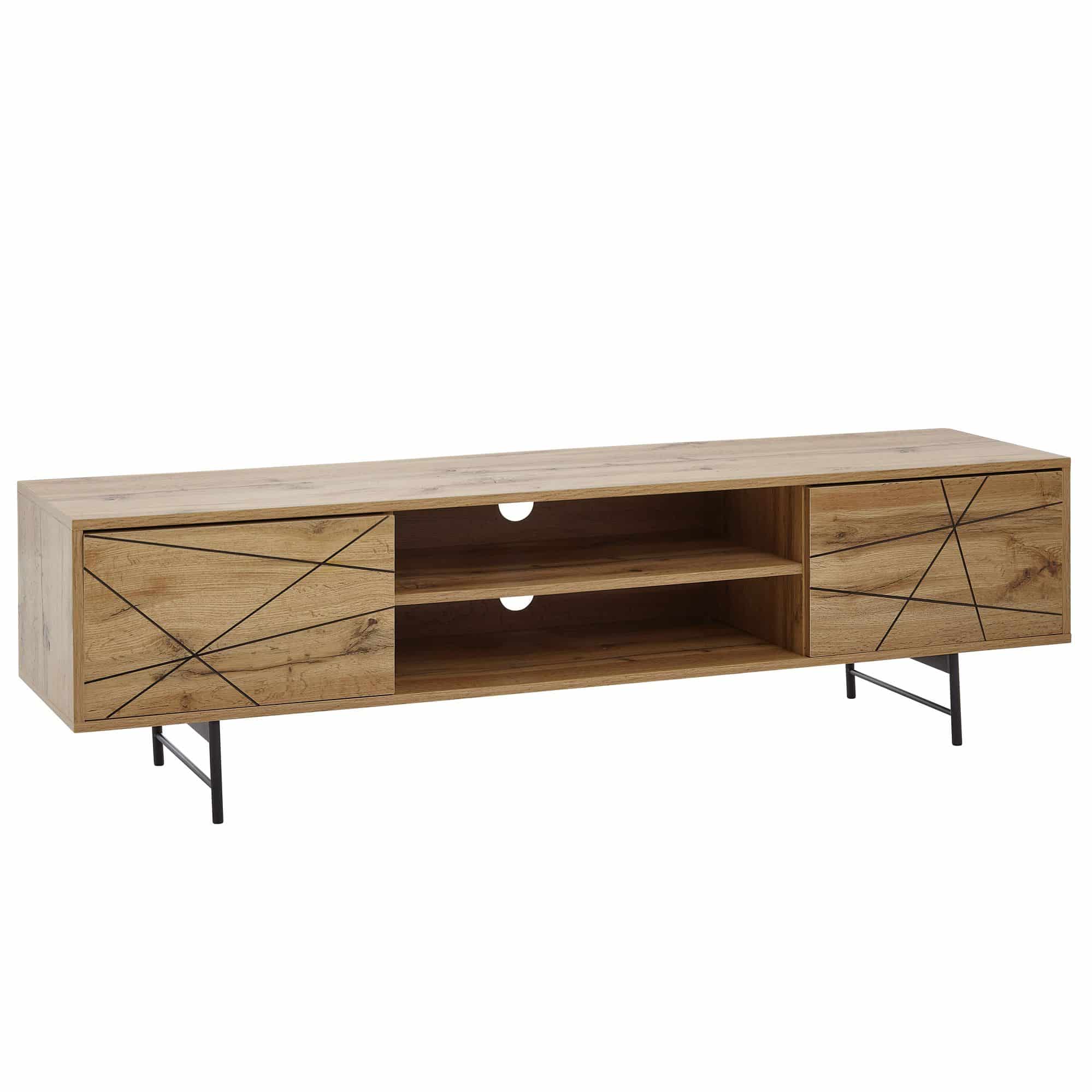 64671-Wohnling-Lowboard-TV-Board-160x40x45-cm-Eiche-WL6-579-WL6-579 Lowboard Holz Eiche-Dekor 160x45x40 cm TV-Kommode mit zwei Türen