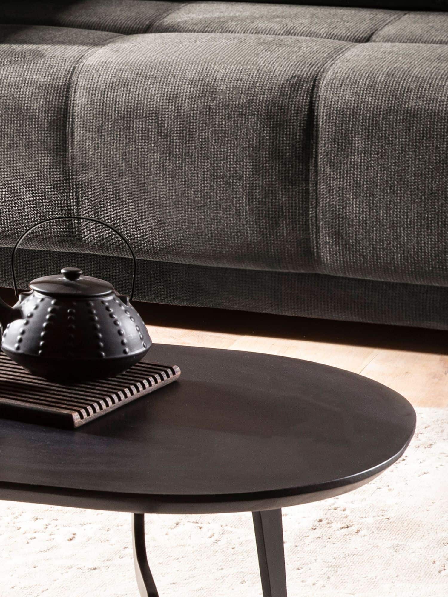Couchtisch 86x50x30 cm Mango Massivholz Schwarz Sofatisch Niedrig Couchtisch 86x50x30 cm Mango Massivholz Schwarz Sofatisch Niedrig
