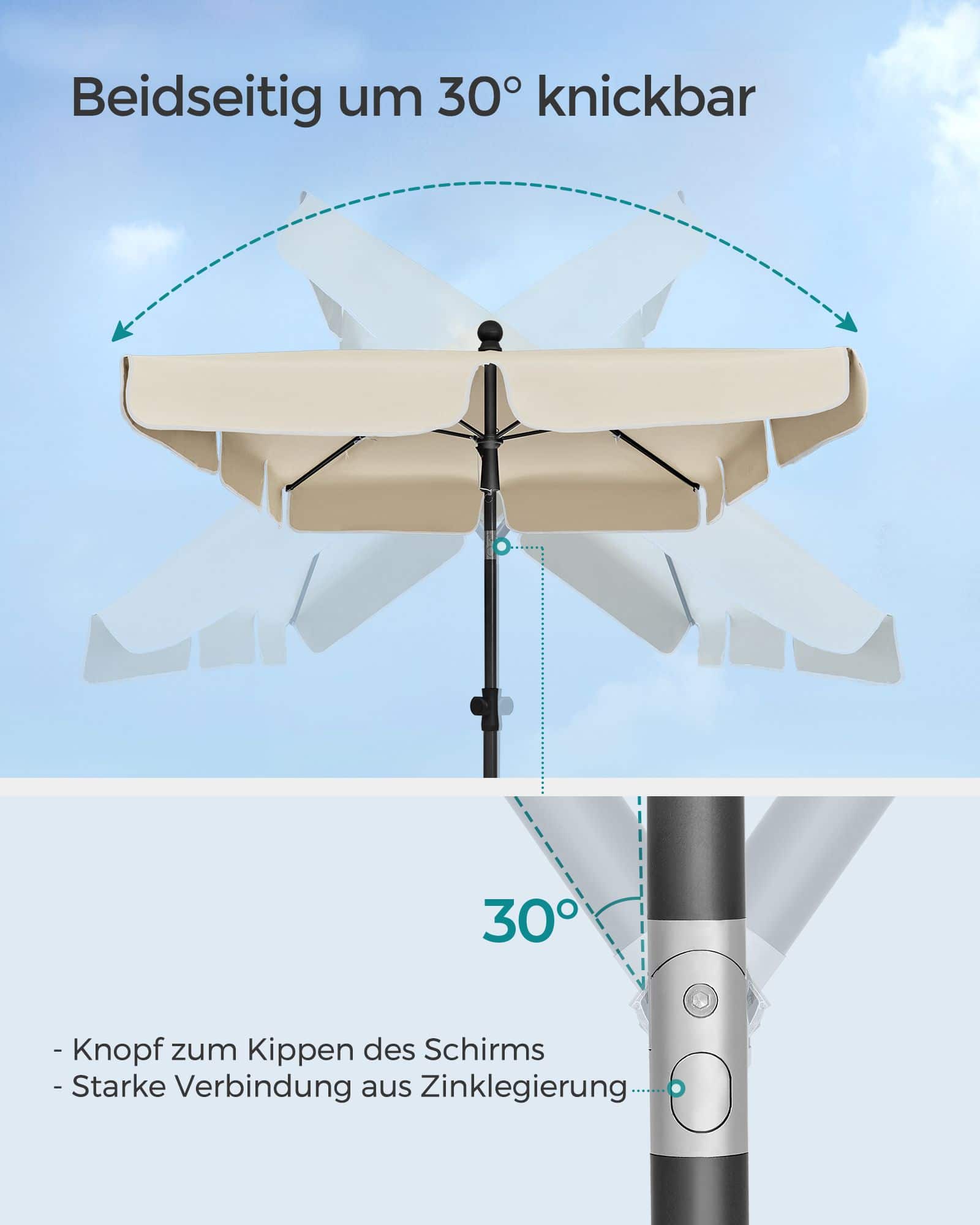 Sonnenschirm 230 x 150 cm knickbar und höhenverstellbar-GPU044M01 Sonnenschirm 230 x 150 cm knickbar und höhenverstellbar-GPU044M01