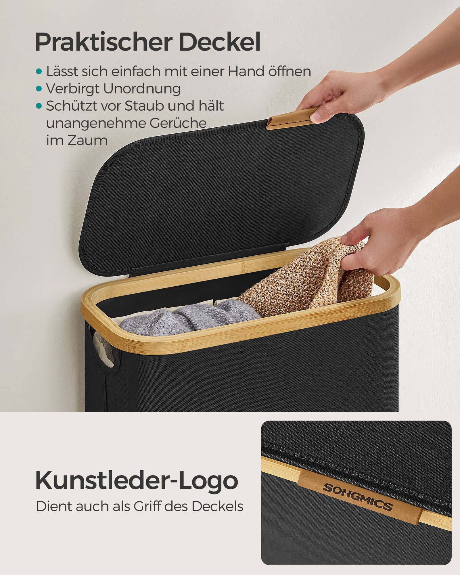 Wäschekorb 65 Liter mit Deckel tintenschwarz Wäschekorb 65 Liter mit Deckel tintenschwarz