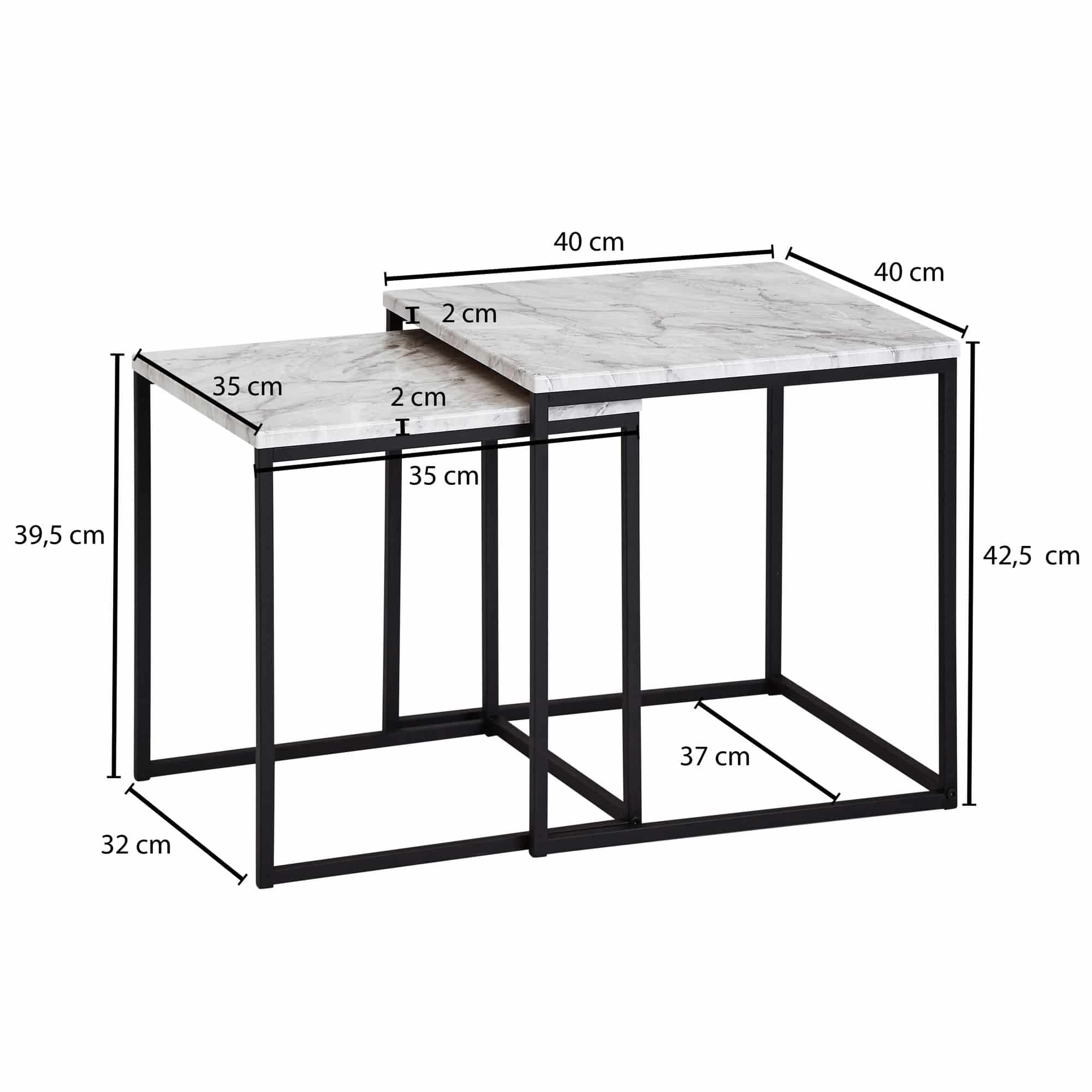 52202-WOHNLING-2er-Set-Beistelltische-Weiss-WL5-983-Holz-Metall-Dekotische-Marmoroptik-Kleine-Couchtische-Eckig-Sofatisch-2-Teilig-Quadratisch-Zwei-Wohnzimmertische-Viereckig-Ka_3 Design Beistelltisch 2er Set Marmor Optik Weiß