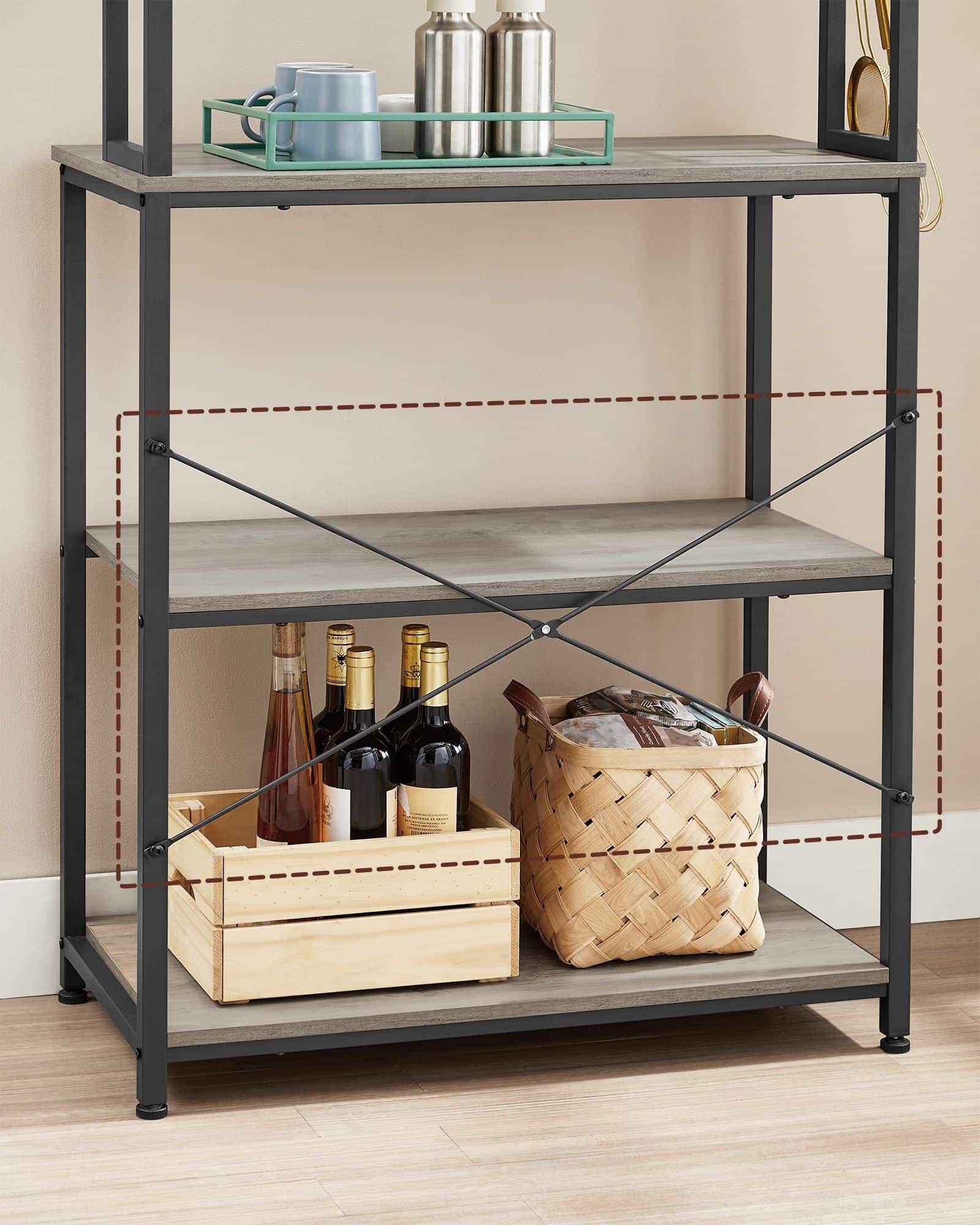 VASAGLE Küchenregal 6 Ebenen Greige-Schwarz