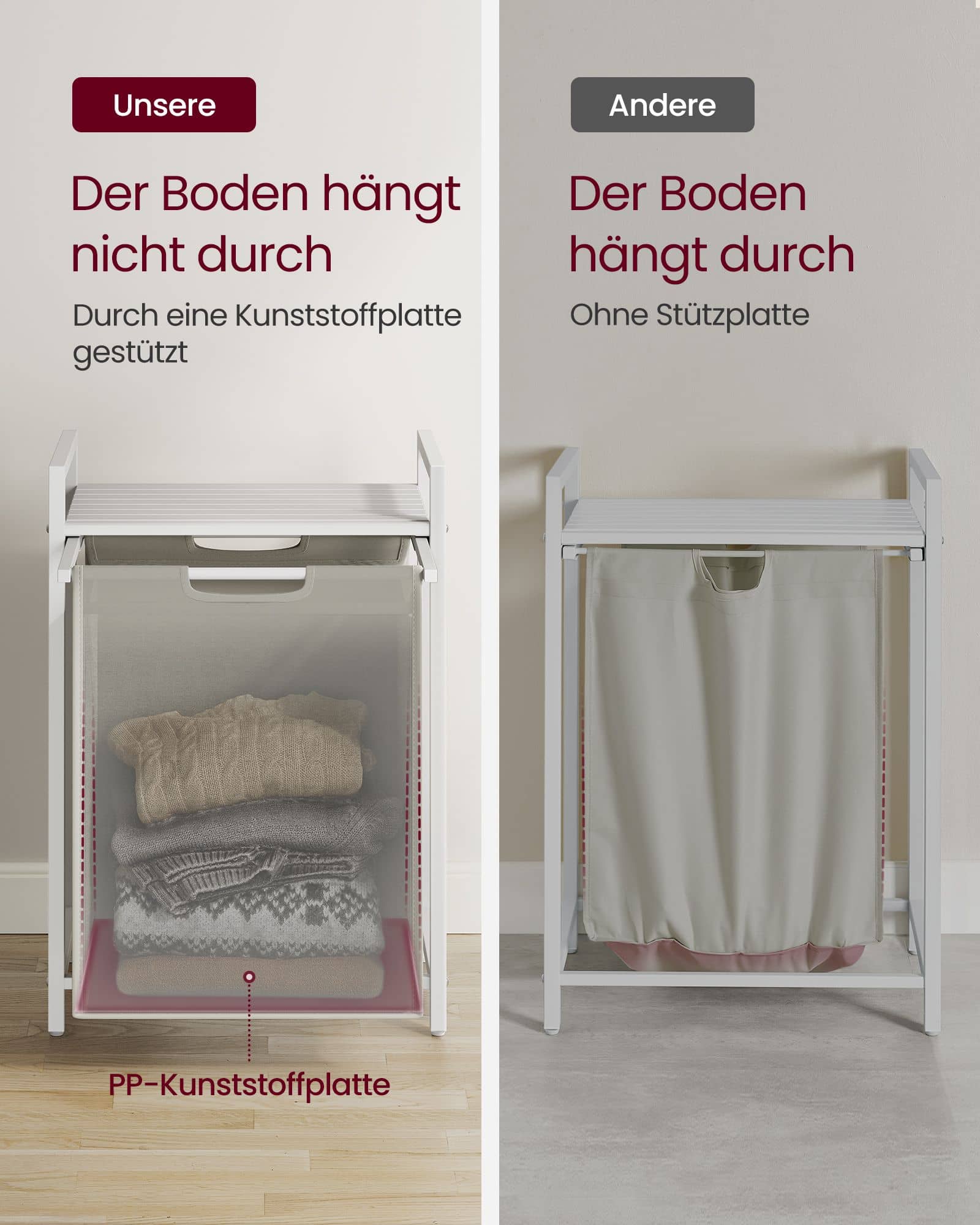 Wäschekorb, Wäschesammler mit Ablage, Wäschesack Wäschekorb, Wäschesammler mit Ablage, Wäschesack