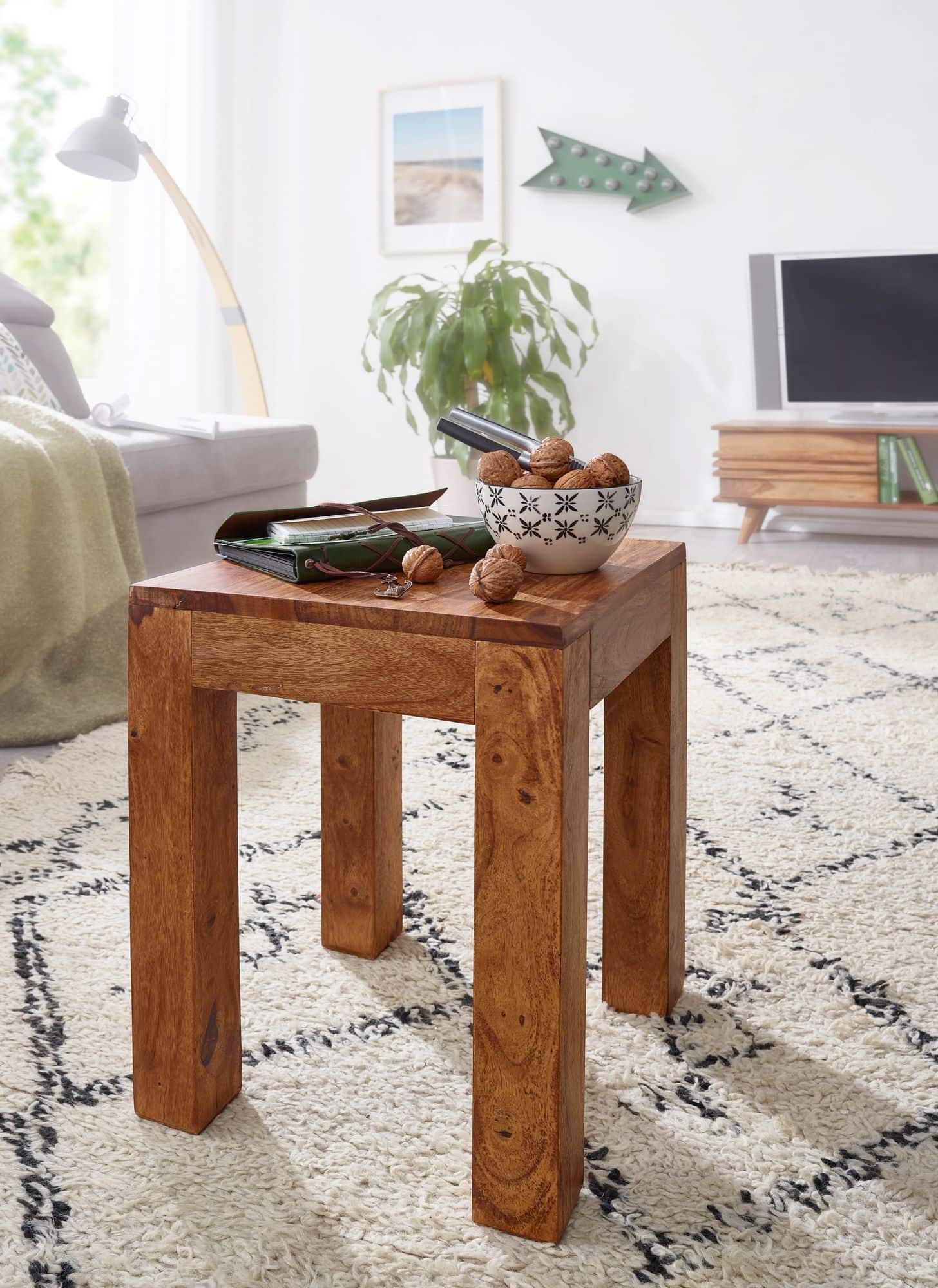 Beistelltisch MUMBAI Massiv-Holz Sheesham 35 x 35 cm Wohnzimmer-Tisch Design dunkel-braun Landhaus-Stil Couchtisch Beistelltisch MUMBAI Massiv-Holz Sheesham 35 x 35 cm Wohnzimmer-Tisch Design dunkel-braun Landhaus-Stil Couchtisch