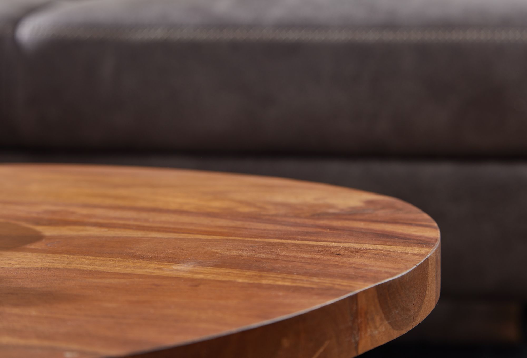 Couchtisch 60x60x35 cm Sheesham Massivholz / Metall Sofatisch Rund