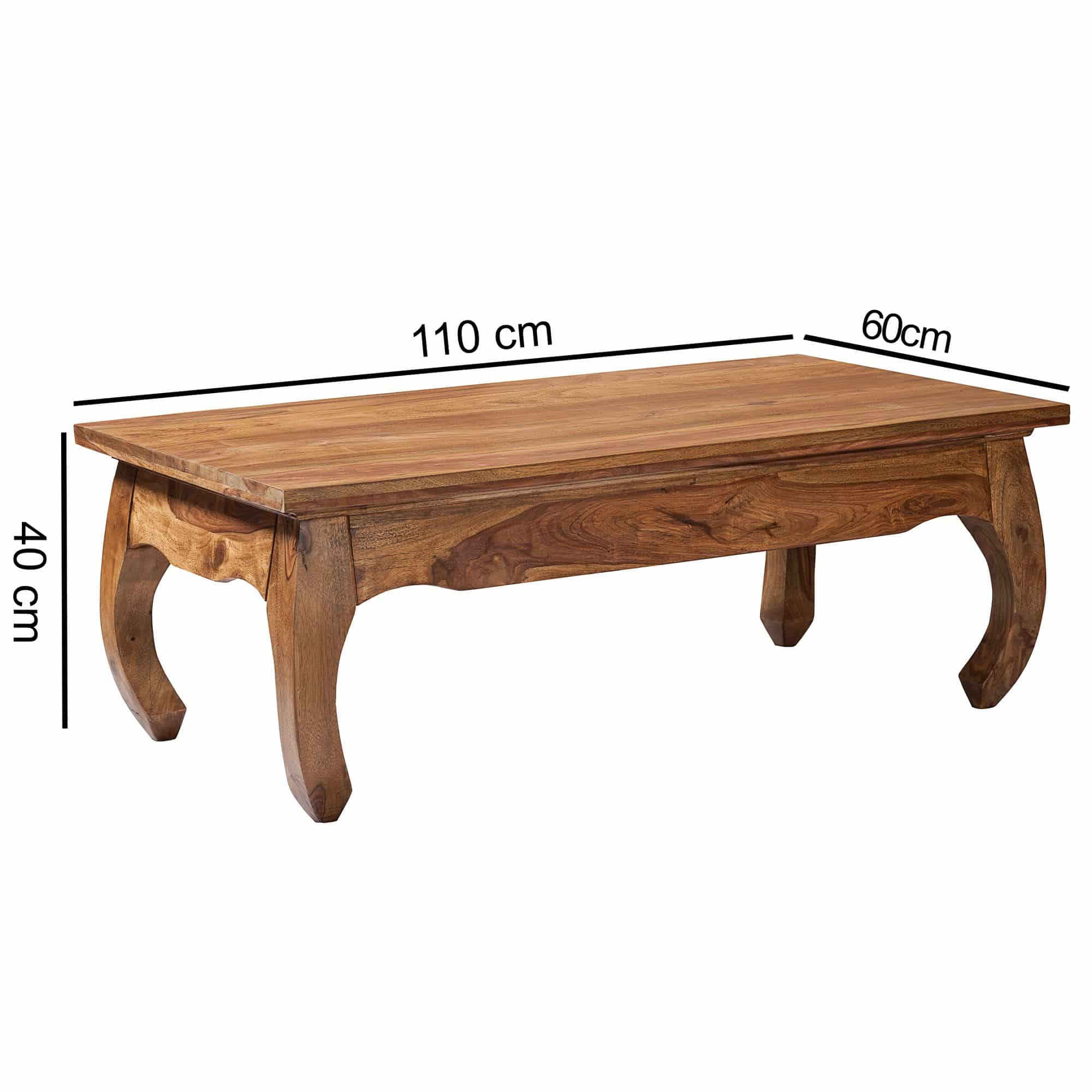 Couchtisch Massiv-Holz Sheesham 110 cm breit Wohnzimmer-Tisch Design dunkel-braun Landhaus-Stil Beistelltisch