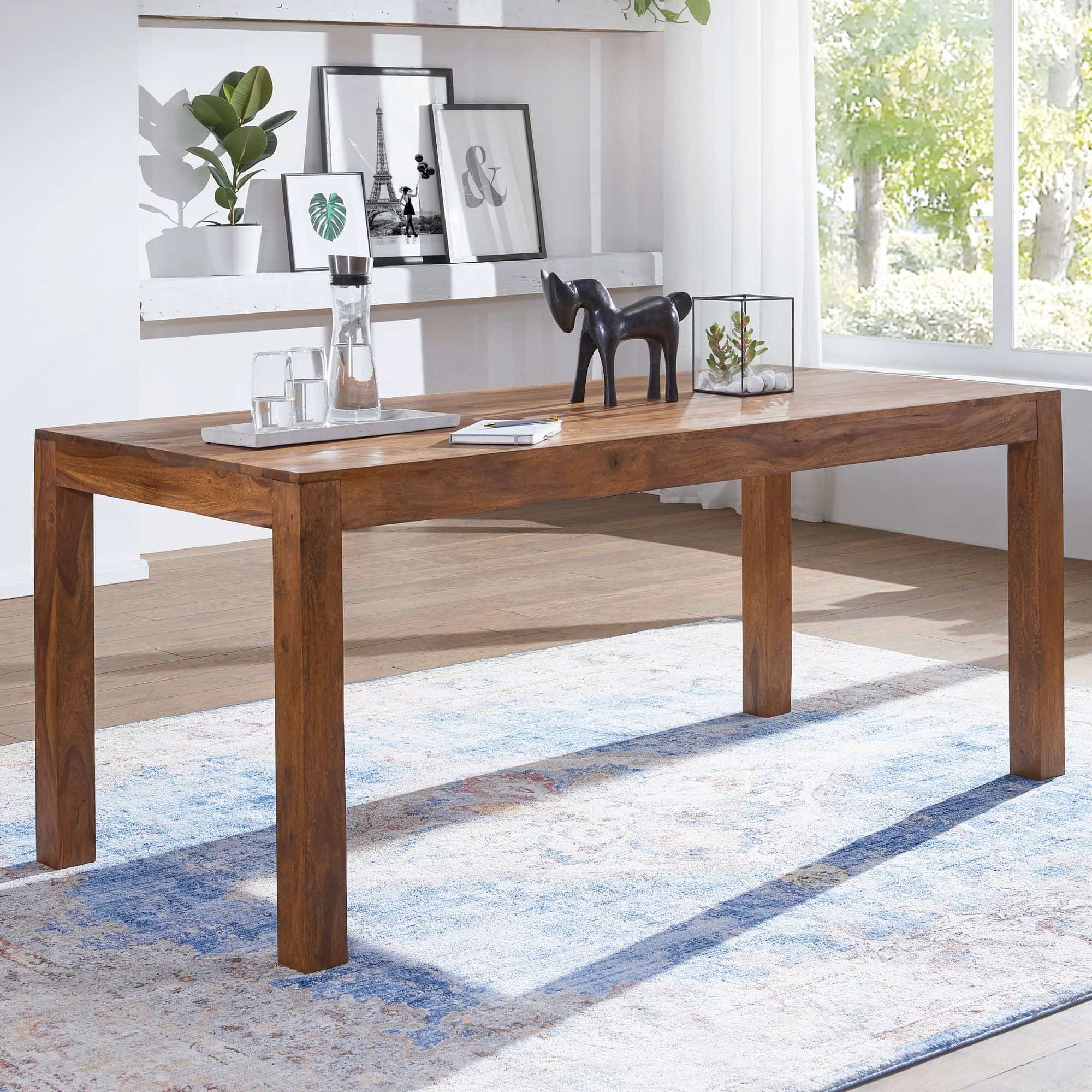 34328-WOHNLING-Esstisch-MUMBAI-Massivholz-SheeshamJgg6QXgXDpnls Esstisch MUMBAI Massivholz Sheesham 120 cm Esszimmer-Tisch Holztisch Design Küchentisch Landhaus-Stil dunkel-braun