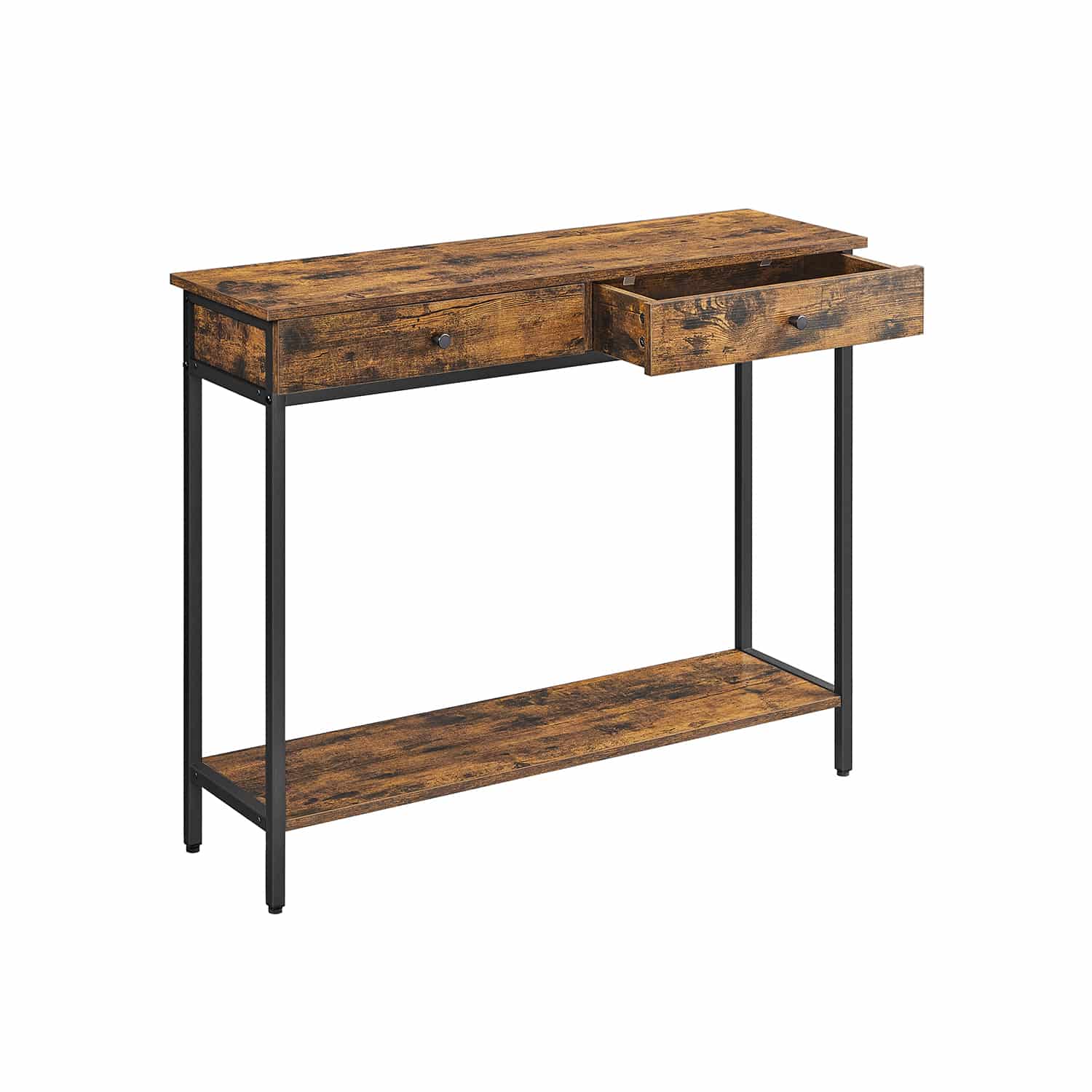 Konsolentisch mit 2 Schubladen und Stahlgestell vintagebraun-schwarz Konsolentisch mit 2 Schubladen und Stahlgestell vintagebraun-schwarz