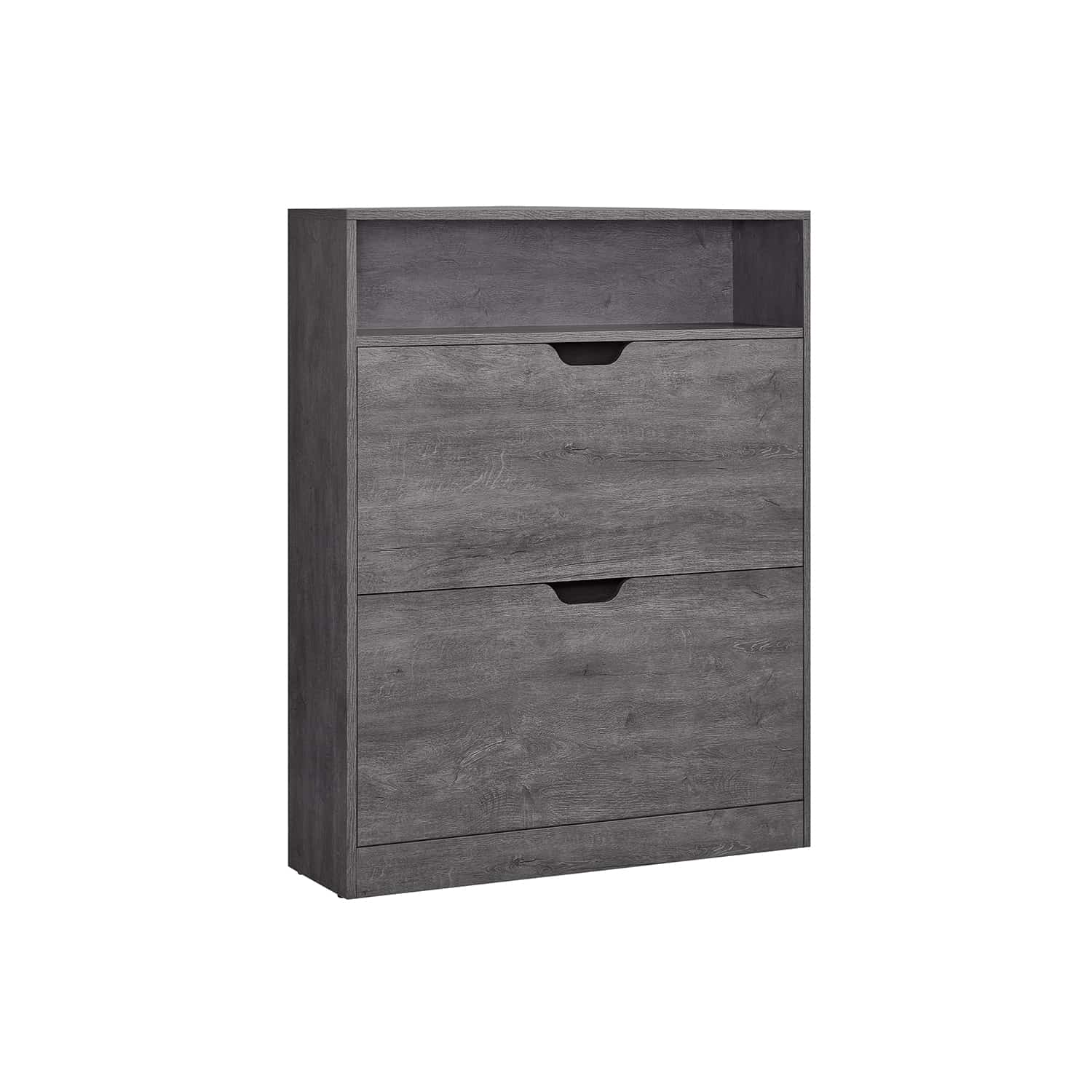 Schuhschrank 2 Klappen offenes Fach Nebelgrau