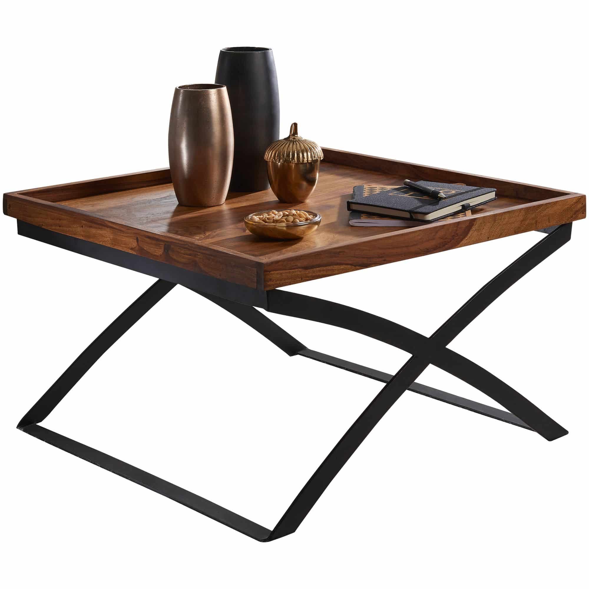 47278-WOHNLING-Couchtisch-KUNDAI-63x39x63-cm-Sheesh Couchtisch WL5.595 63x39x63cm Sheesham Massivholz / Metall Sofatisch