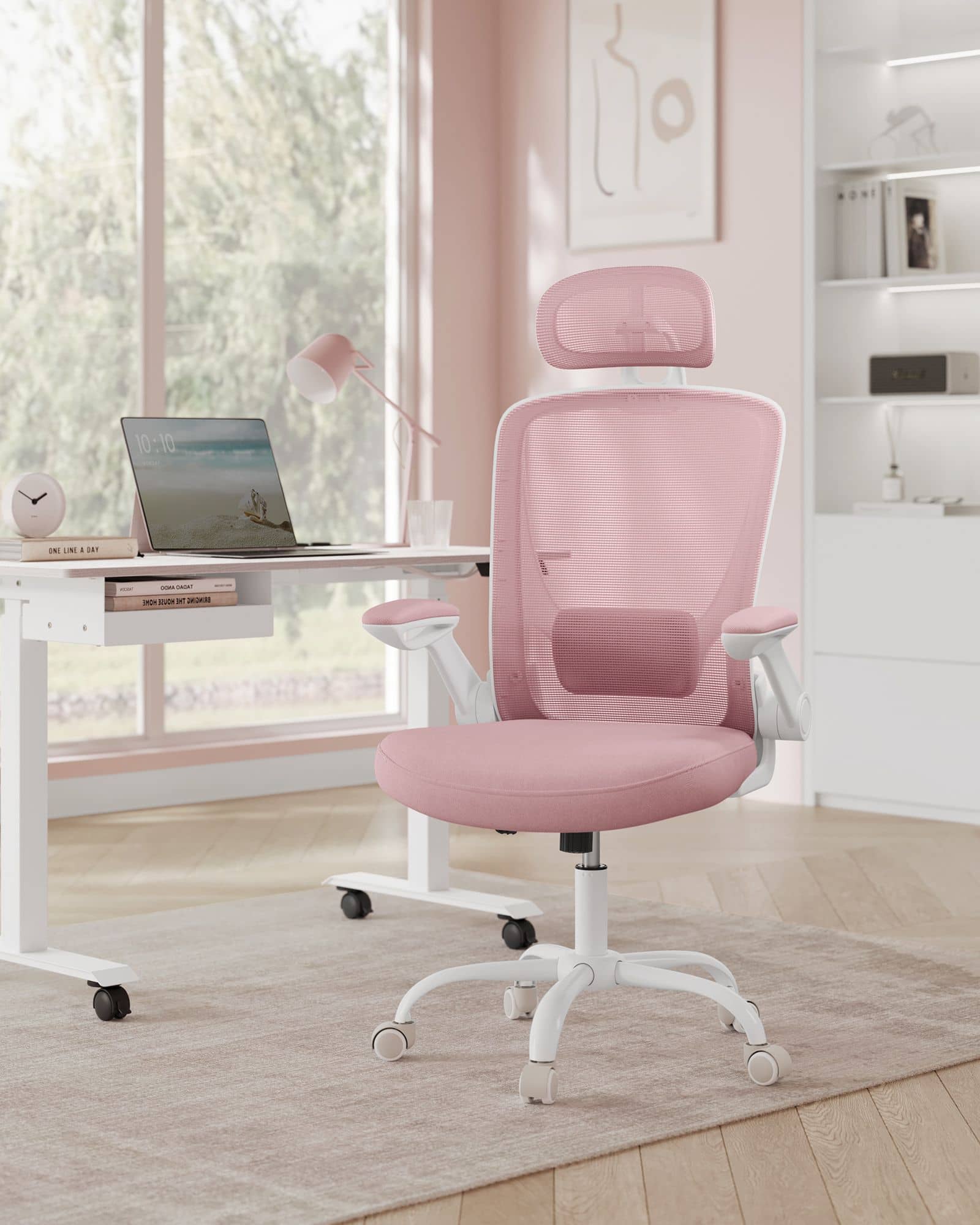 Bürostuhl ergonomisch mit Wippfunktion pastellrosa Bürostuhl ergonomisch mit Wippfunktion pastellrosa