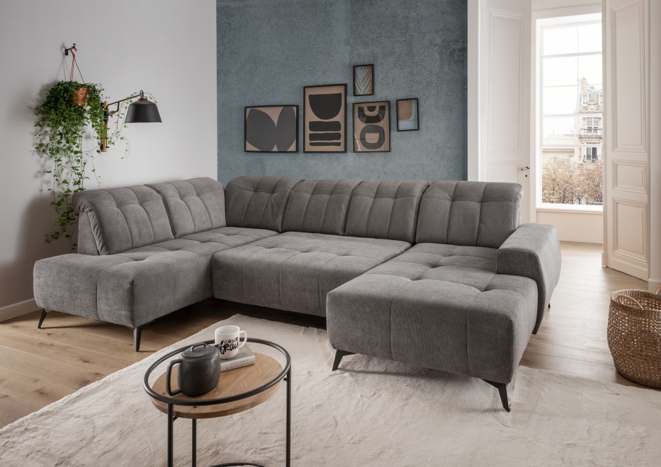 Sofa U-Form dunkelgrau - Elektrofunktion - Sano Sofa U-Form dunkelgrau - Elektrofunktion - Sano