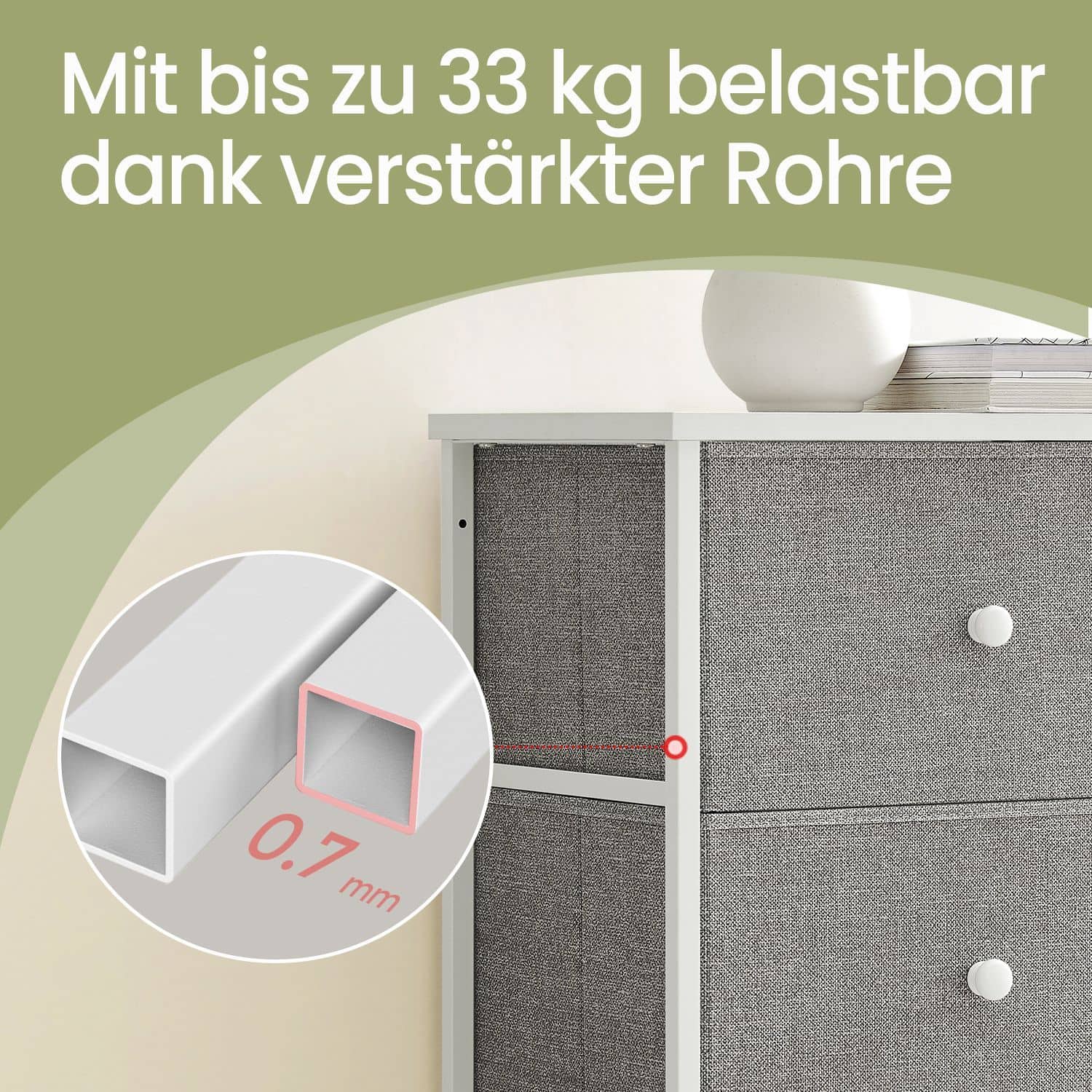 Kommode, Schrank, 6 Stoff-Schubladen Kommode, Schrank, 6 Stoff-Schubladen