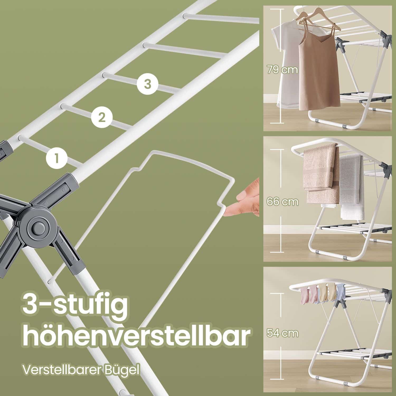 Wäscheständer klein, Standtrockner mit 2 Flügeln, faltbarer Wäscheständer klein, Standtrockner mit 2 Flügeln, faltbarer