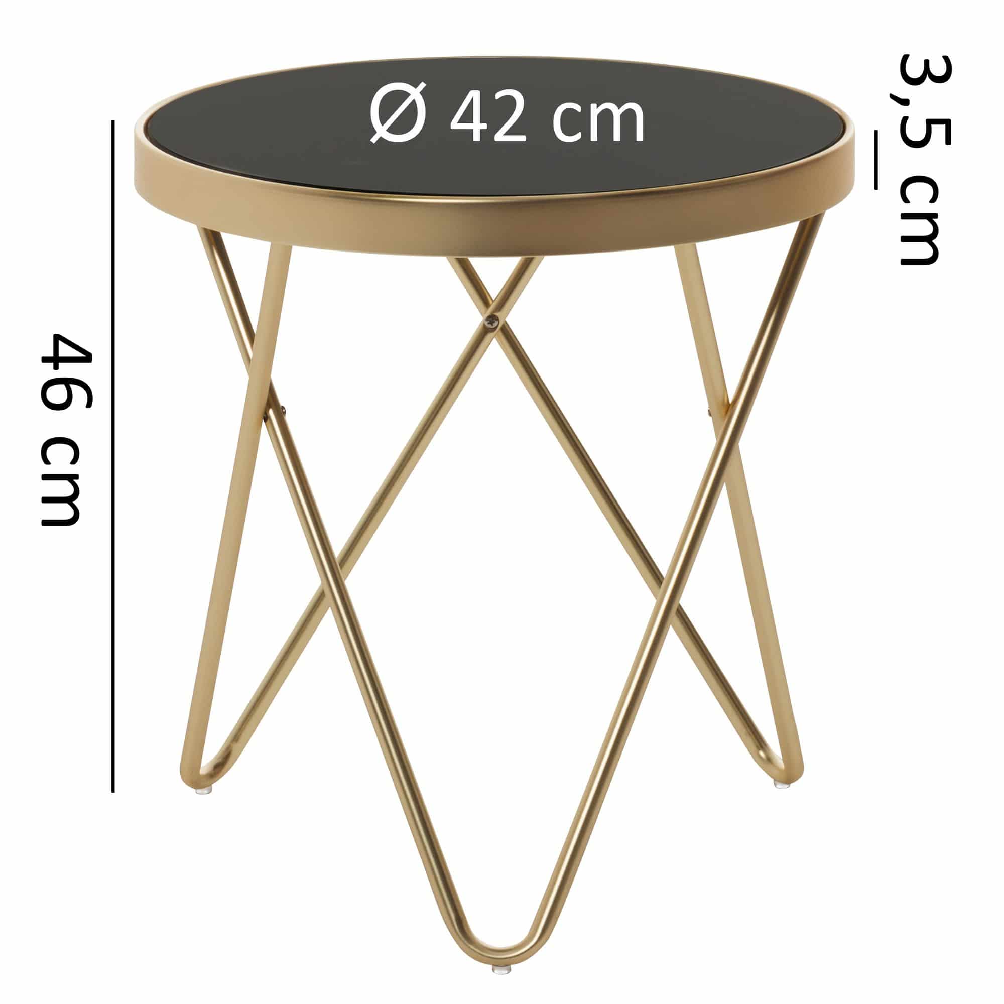 47919-WOHNLING-Beistelltisch-DANA-42-5-cm-Schw_3 Design Beistelltisch PARMA 42x46x42cm Couchtisch Rund Schwarz/Matt Gold