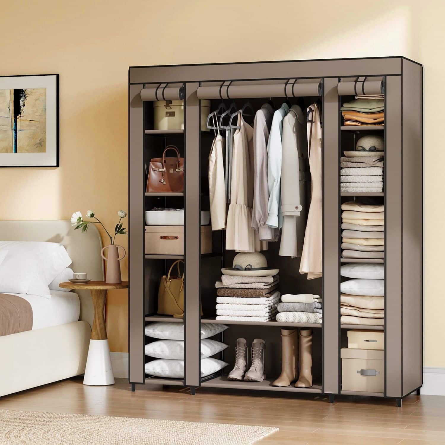 Kleiderschrank, Stoffschrank, mit Überzug aus Vliesstoff Kleiderschrank, Stoffschrank, mit Überzug aus Vliesstoff