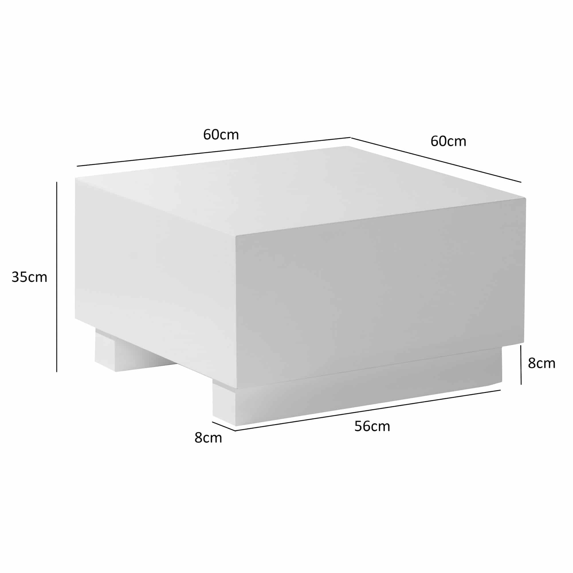 Couchtisch MONOBLOC 60x60x35 cm Weiß Hochglanz Couchtisch MONOBLOC 60x60x35 cm Weiß Hochglanz