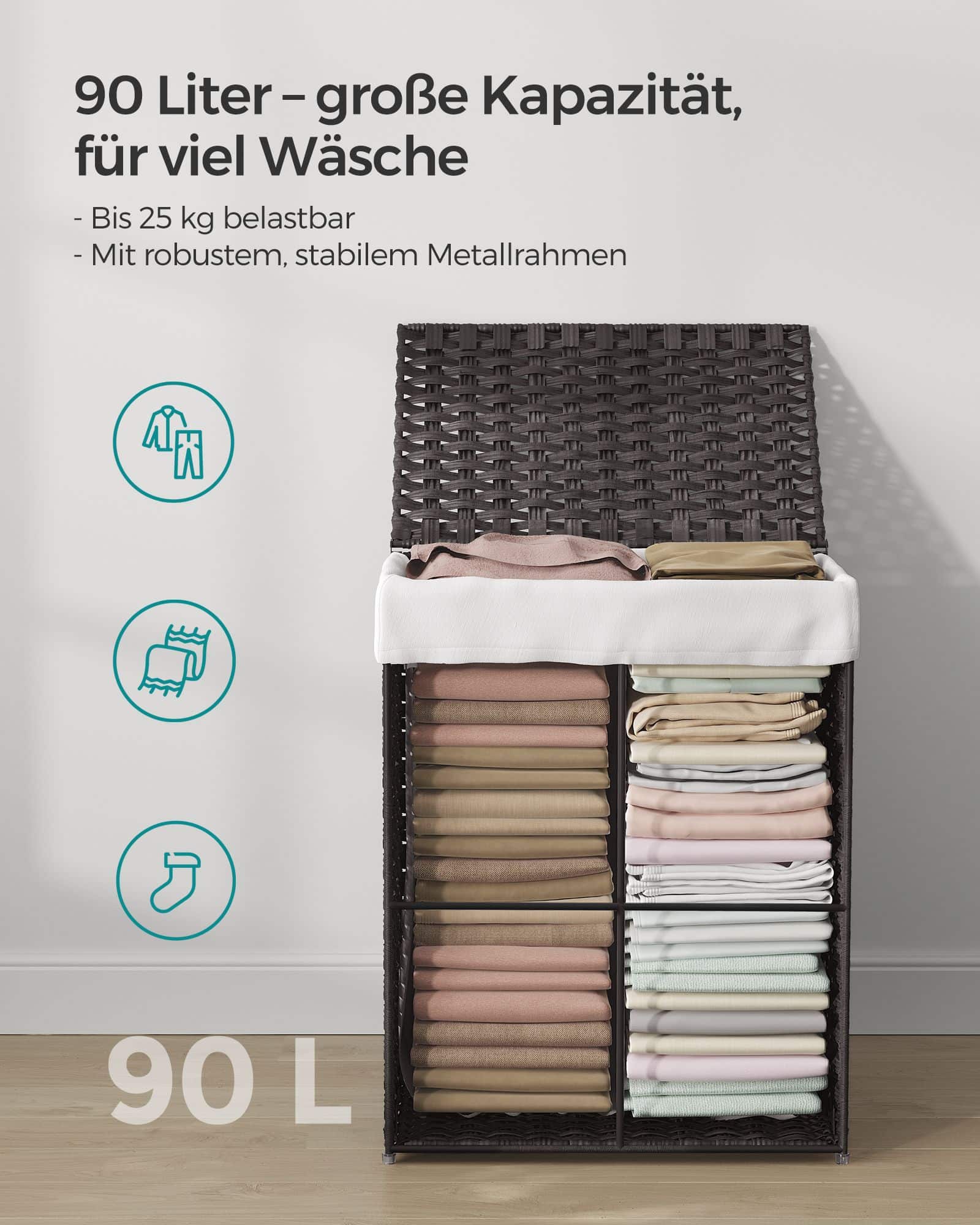 Wäschekorb aus Polyrattan Schwarz-LCB51BK Wäschekorb aus Polyrattan Schwarz-LCB51BK