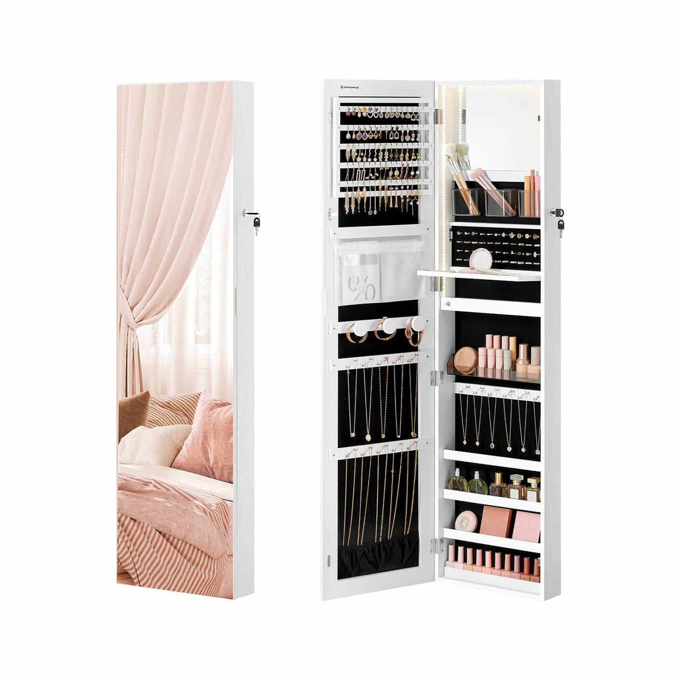 Schmuckschrank 140 cm hoch mit Innenspiegel wolkenweiß Schmuckschrank 140 cm hoch mit Innenspiegel wolkenweiß