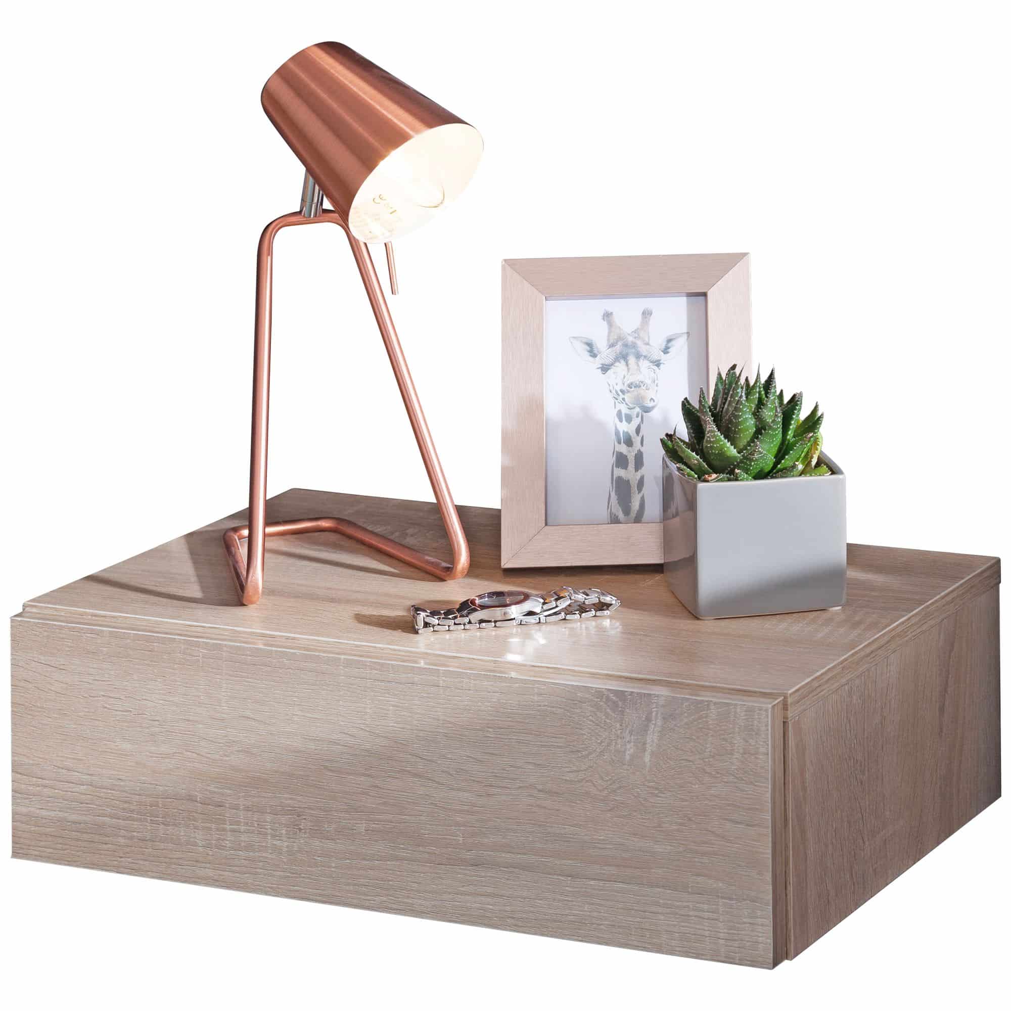 45974-WOHNLING-Nachtkonsole-fuer-Wandmontage-46x30xujIh5zm4LZvnC Nachtkonsole ZADAR für Wandmontage 46x15x30cm Sonoma Nachttisch Holz