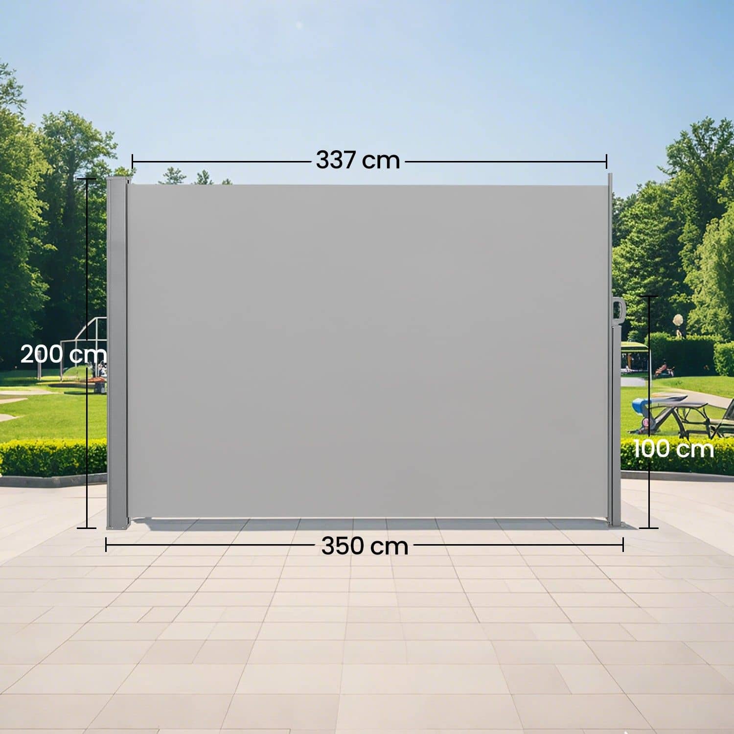 Seitenmarkise mit Stahl-Kasten, rostbeständig, ausziehbar Seitenmarkise mit Stahl-Kasten, rostbeständig, ausziehbar