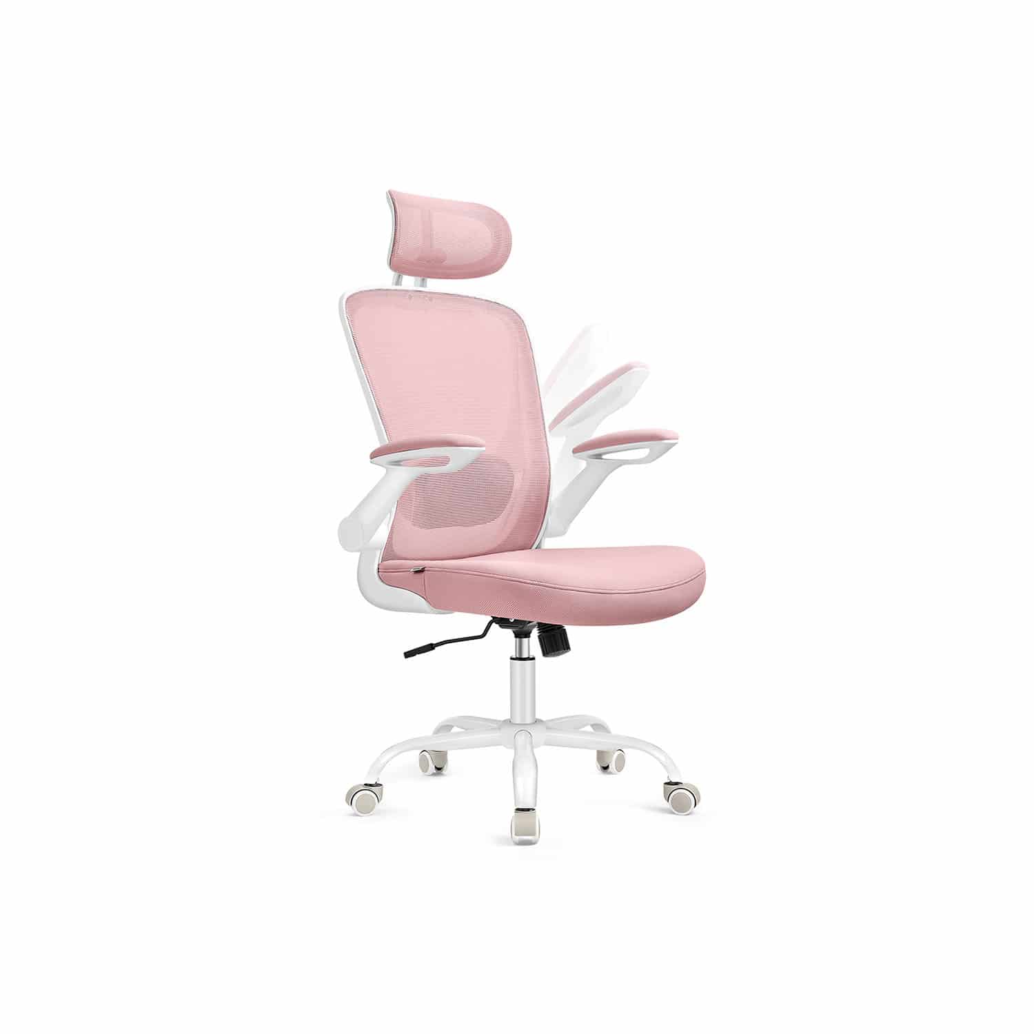 Bürostuhl ergonomisch mit Wippfunktion pastellrosa