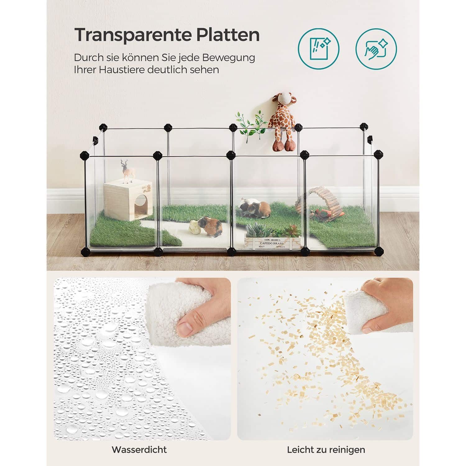 Freigehege mit Bodenplatten aus Kunststoff weiß-LPC001W01 Freigehege mit Bodenplatten aus Kunststoff weiß-LPC001W01