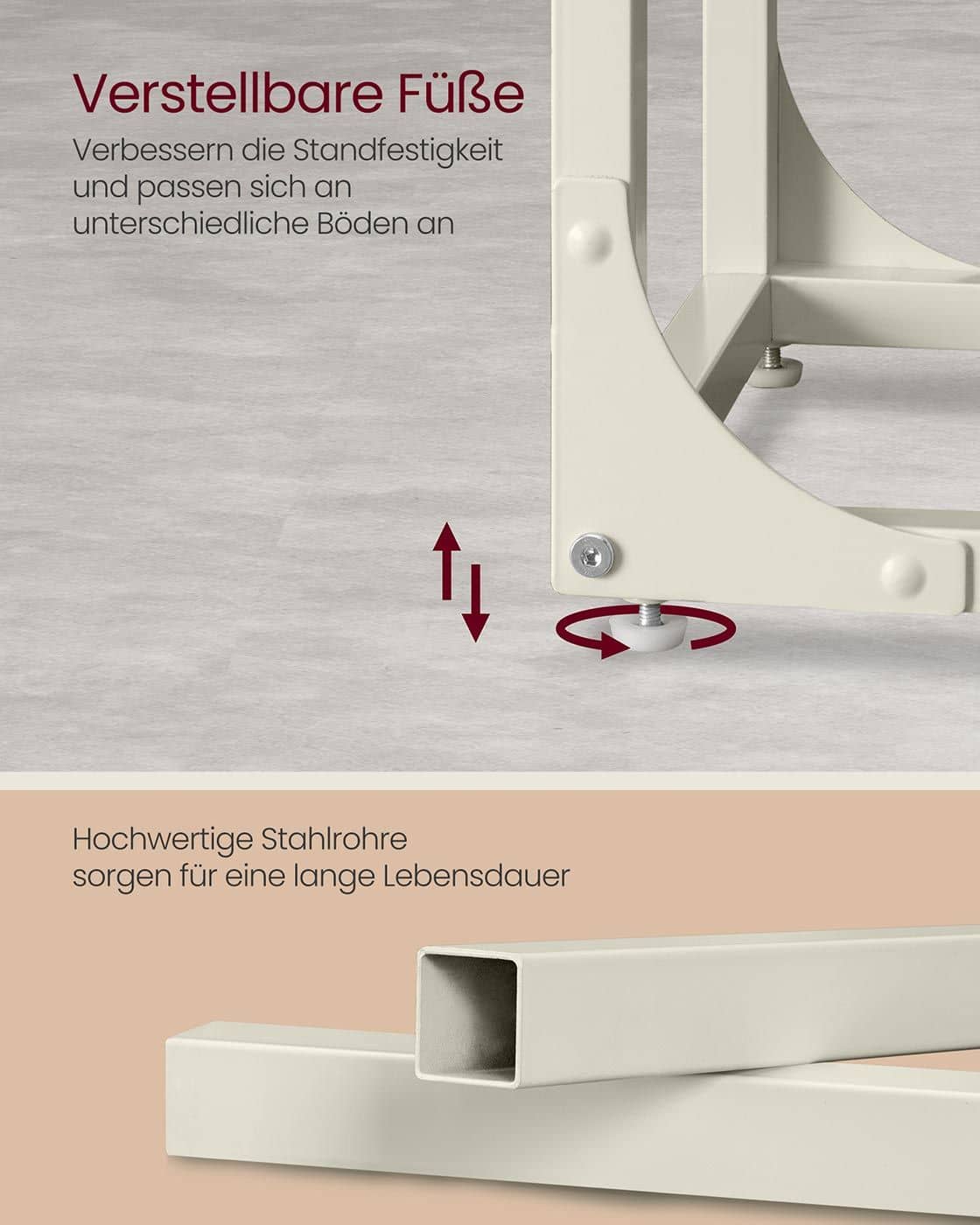 Beistelltisch in C Form mit stabilem Metallgestell