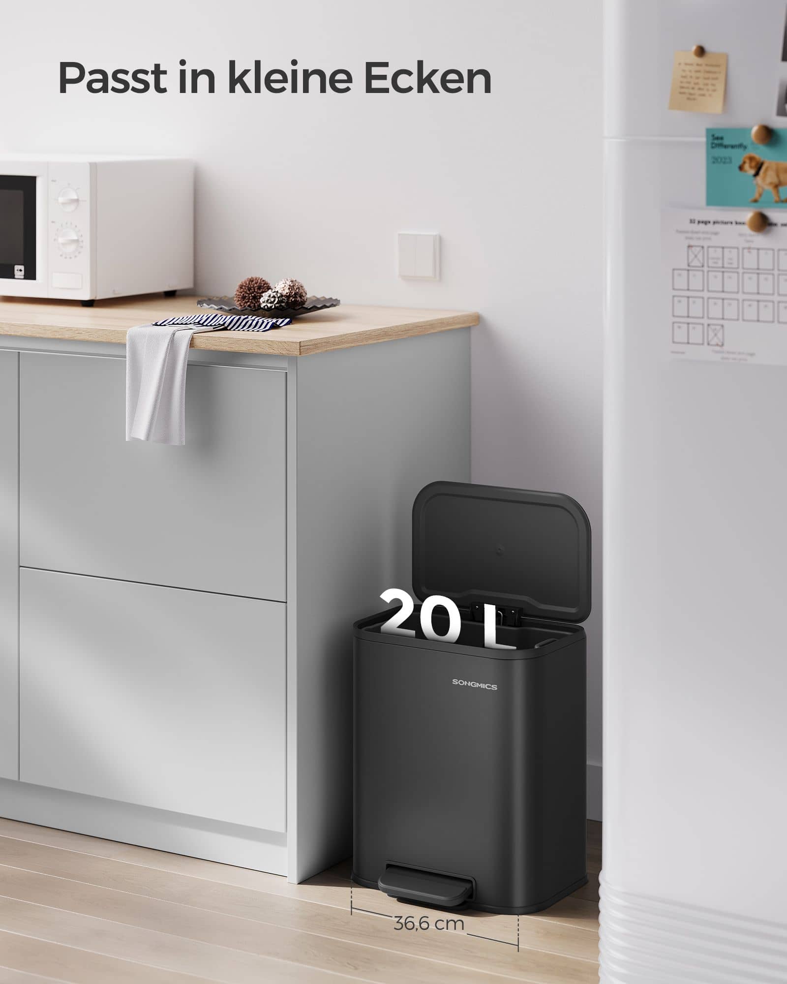 Mülleimer 20 Liter mit Deckel tintenschwarz