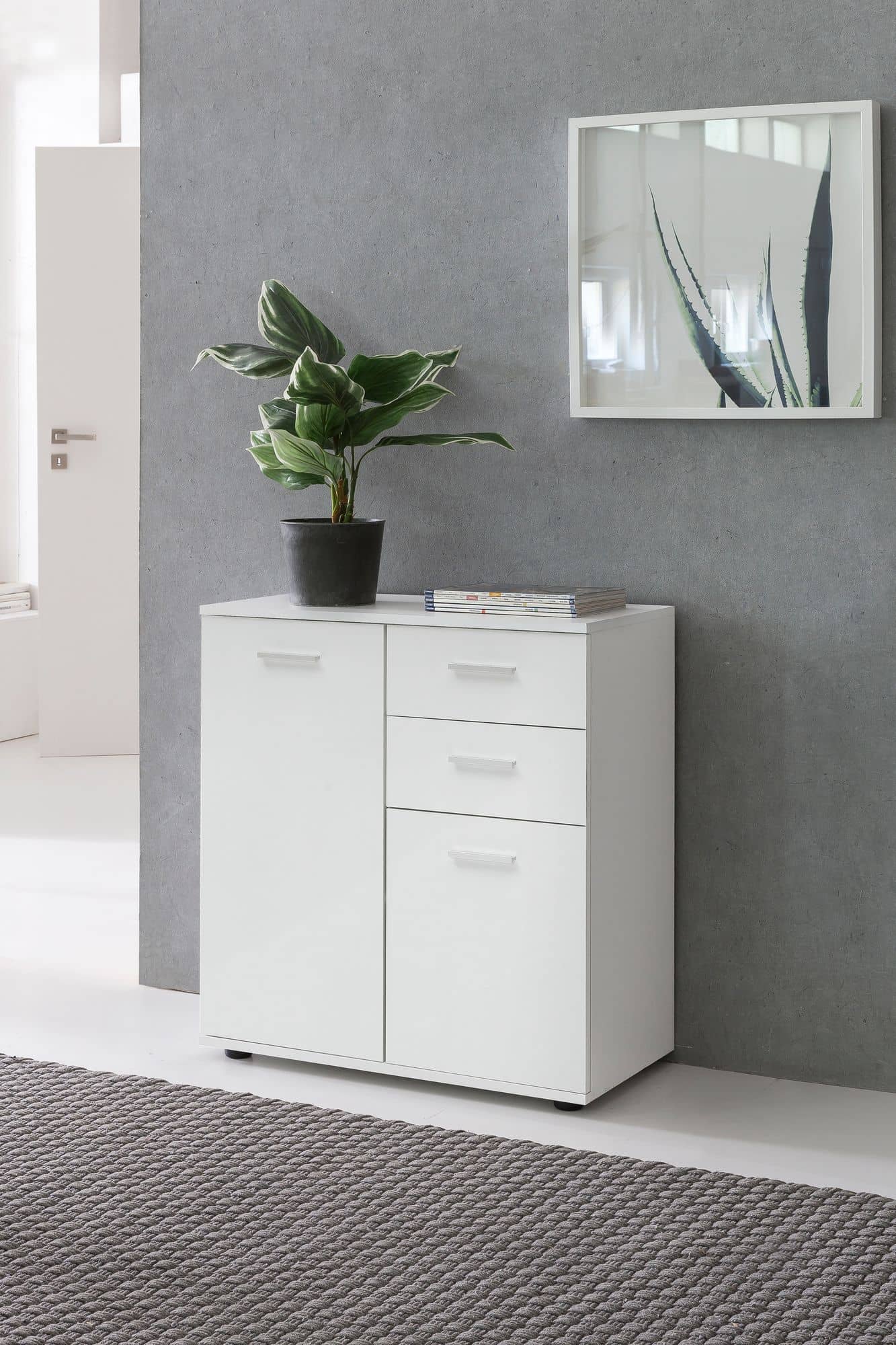 45897-WOHNLING-Sideboard-SVENJA-Kommode-Weiss-WL5_1 Kommode mit Türen & Schubladen 71x78x35,5cm Schrank Holz Weiß