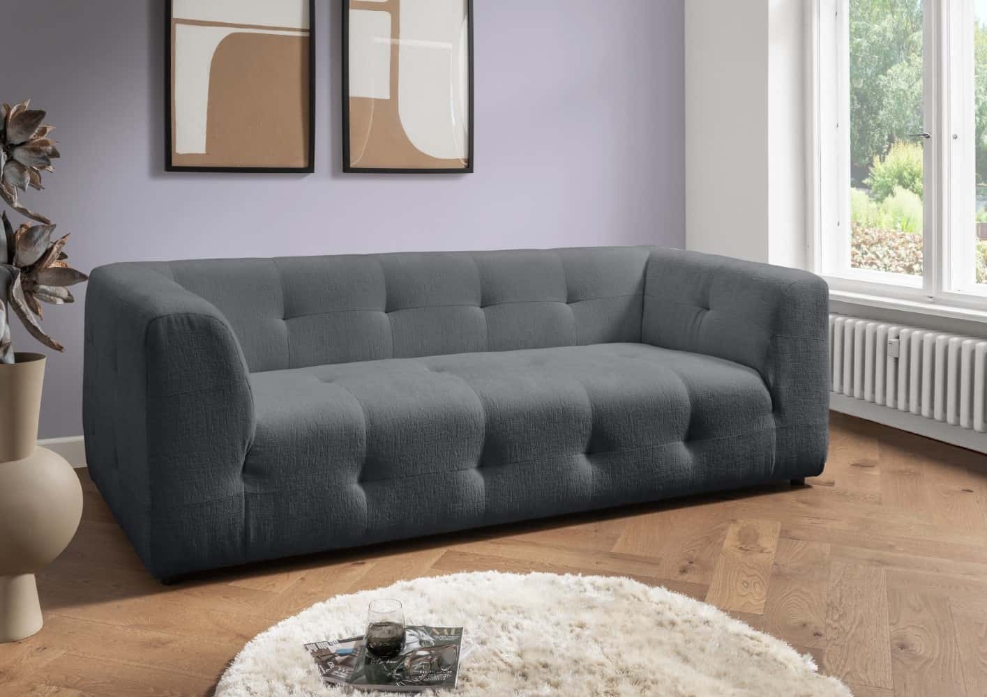 Sofa Set Velice 2,5er+2er+Hocker Benformato | Nero