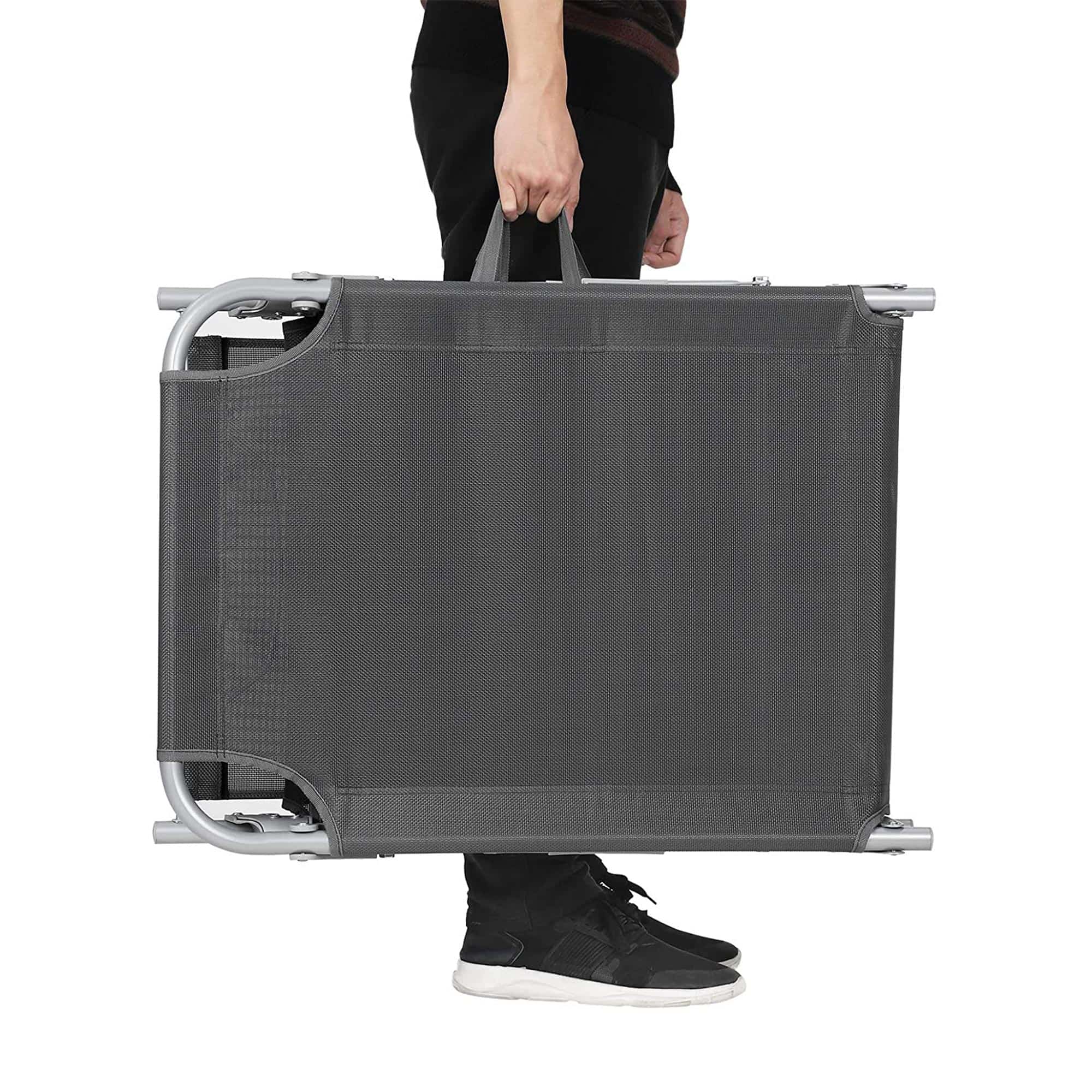 Sonnenliege mit Kopfstütze und Sonnendach Schwarz-B34GCB192B01